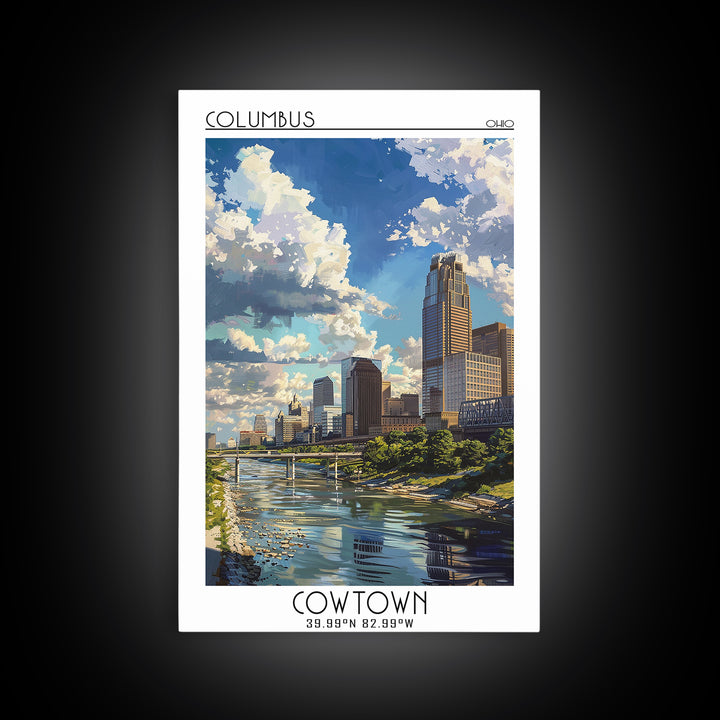 Columbus Ohio Travel Poster, Canvas Print, Travel Wall Art, City Wall Art, Vintage Travel Print, Retro Wall Art, Retro Travel Poster