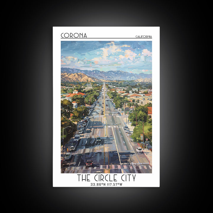 Corona Travel Poster, Canvas Print, Poster Print, Travel Wall Art, Travel Wall Decor, Home Decor, Retro Travel Poster, City Wall Art
