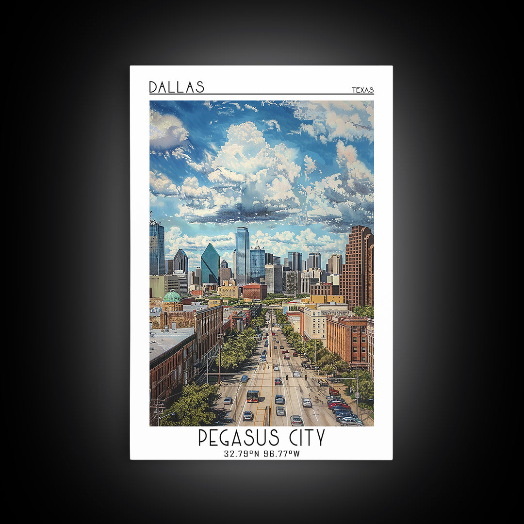 Dallas Travel Poster, Framed Canvas Print, City Travel Poster, Travel Wall Art, Retro Travel Poster, City Wall Art, Gallery Wall Set