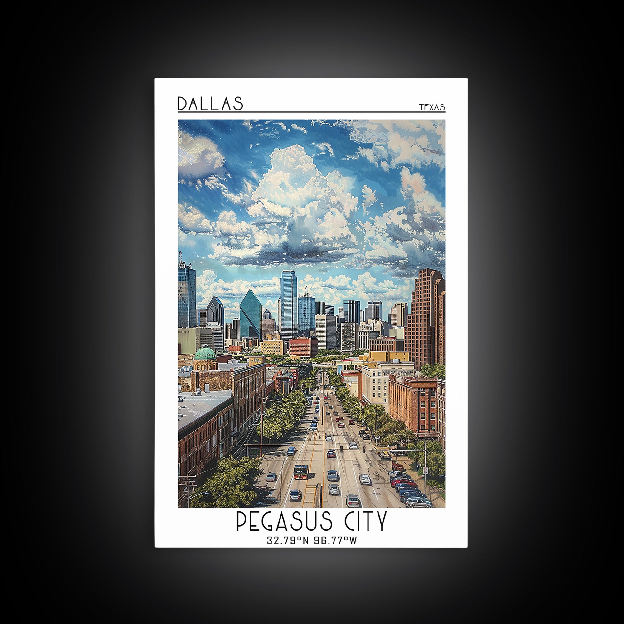 Dallas Travel Poster, Framed Canvas Print, City Travel Poster, Travel Wall Art, Retro Travel Poster, City Wall Art, Gallery Wall Set