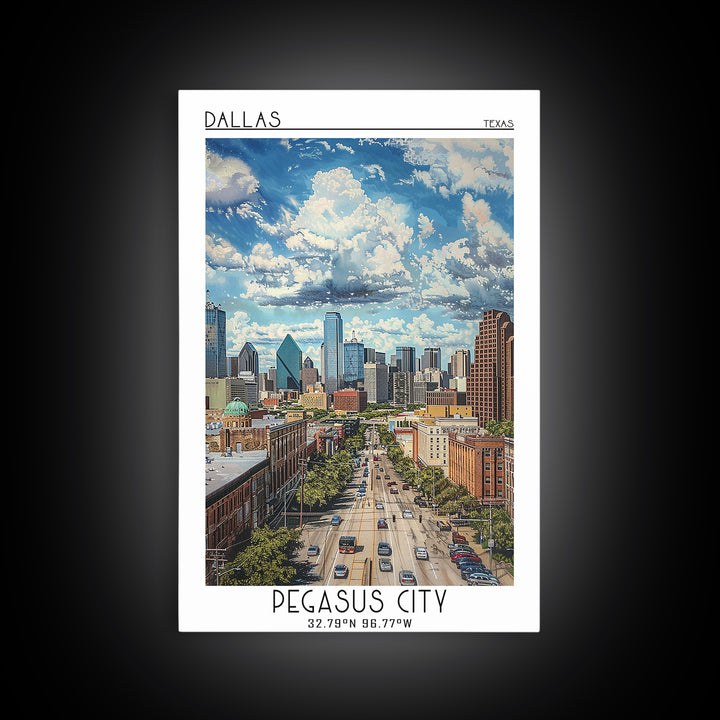 Dallas Travel Poster, Framed Canvas Print, City Travel Poster, Travel Wall Art, Retro Travel Poster, City Wall Art, Gallery Wall Set