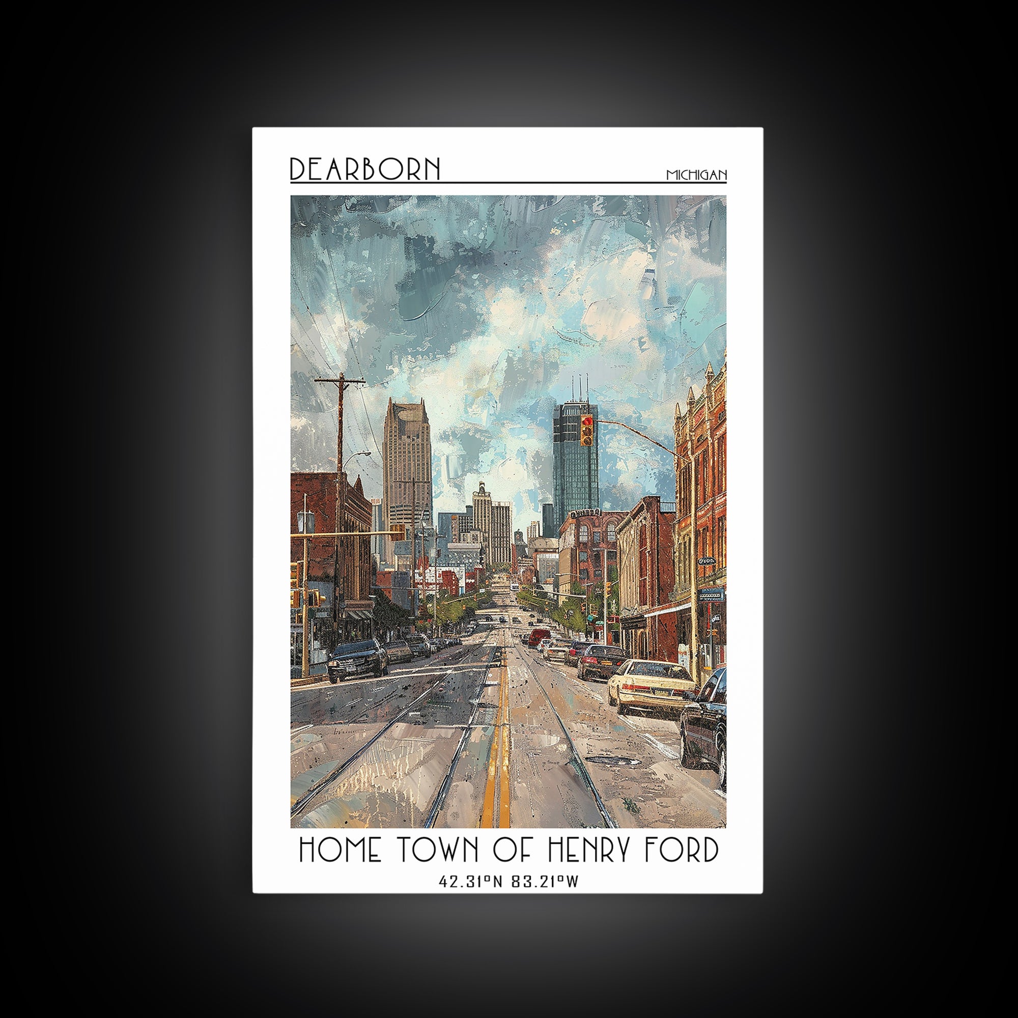 Dearborn Travel Poster, Canvas Print, Vintage Travel Print, City Wall Art, Vintage Posters, Travel Posters, Wall Art, Vintage Poster
