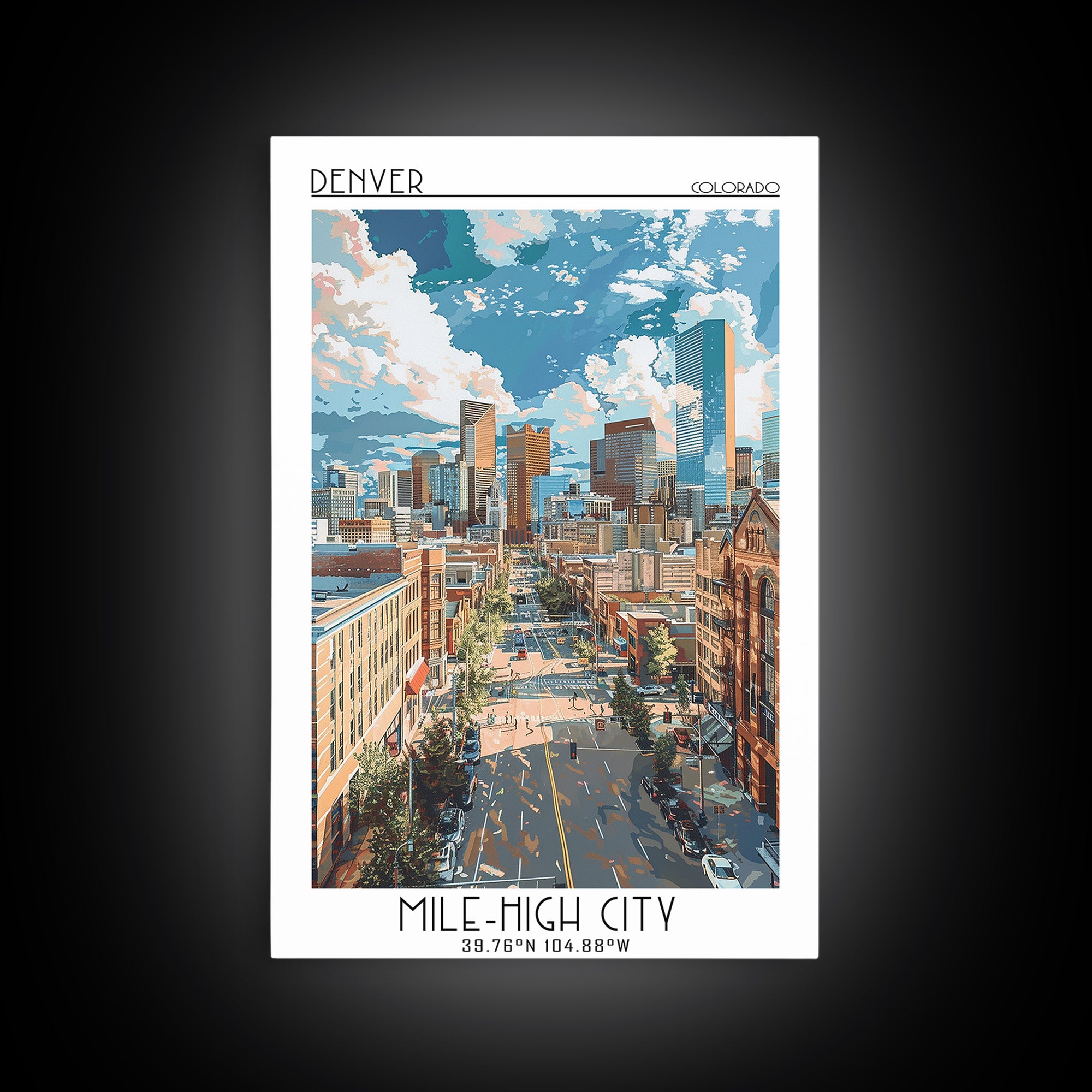 Denver Travel Poster, Framed Canvas Print, City Travel Poster, Travel Wall Decor, Minimalist Poster, Modern Wall Decor, Travel Decor