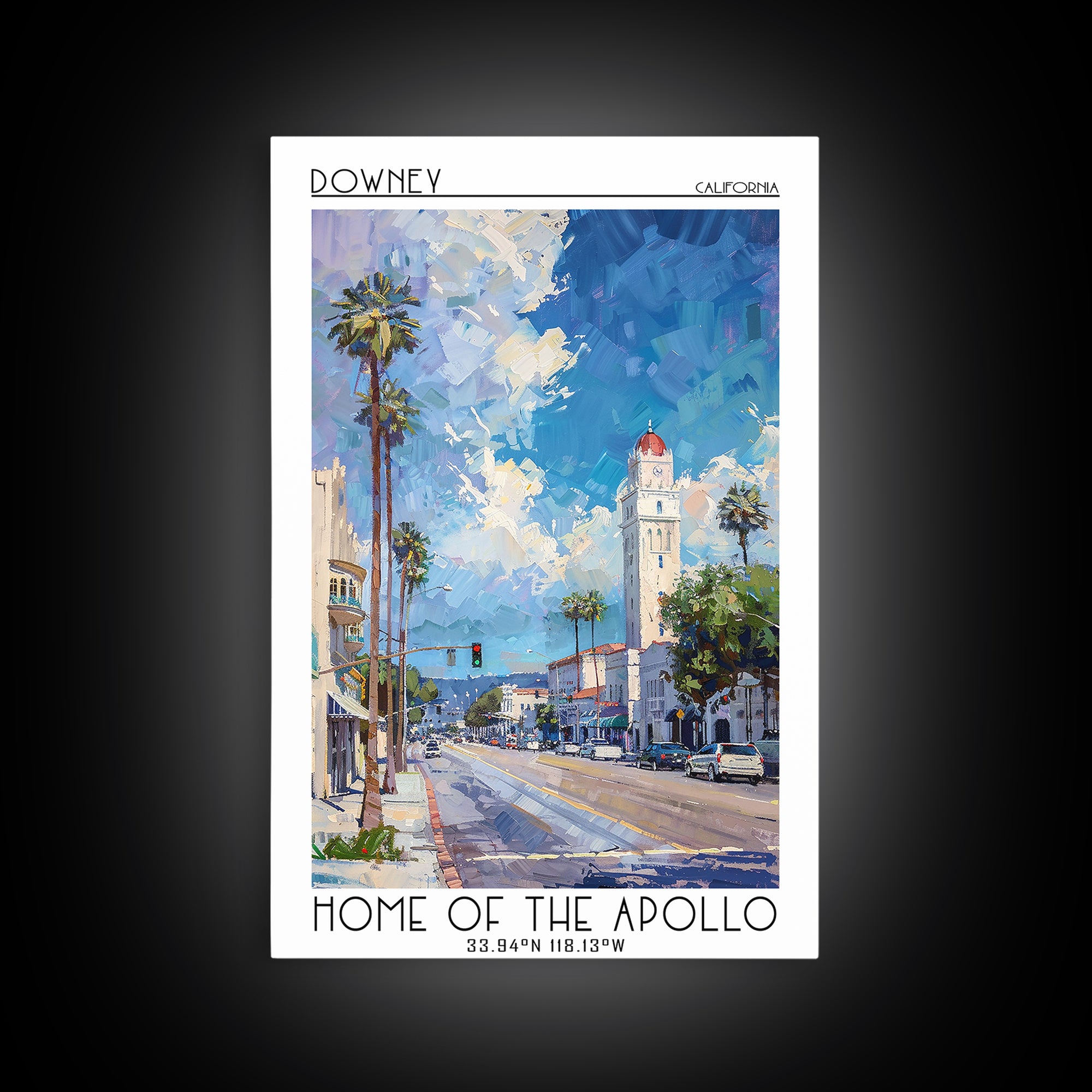 Downey Travel Poster, Framed Canvas Print, City Travel Poster, Travel Wall Art, Vintage Posters, Landscape Art, Vintage Travel Print