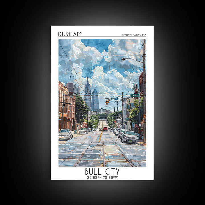 Durham Travel Poster, Framed Canvas Print, Retro Travel Poster, City Wall Art, Retro Travel Print, Home Office Decor, Fine Art Print