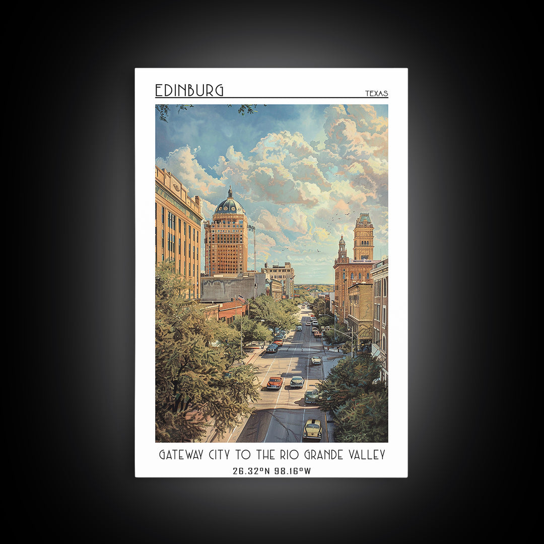 Edinburg Travel Poster, Framed Canvas Print, City Travel Poster, Travel Wall Art, Poster Print, Fine Art Print, Living Room Wall Art