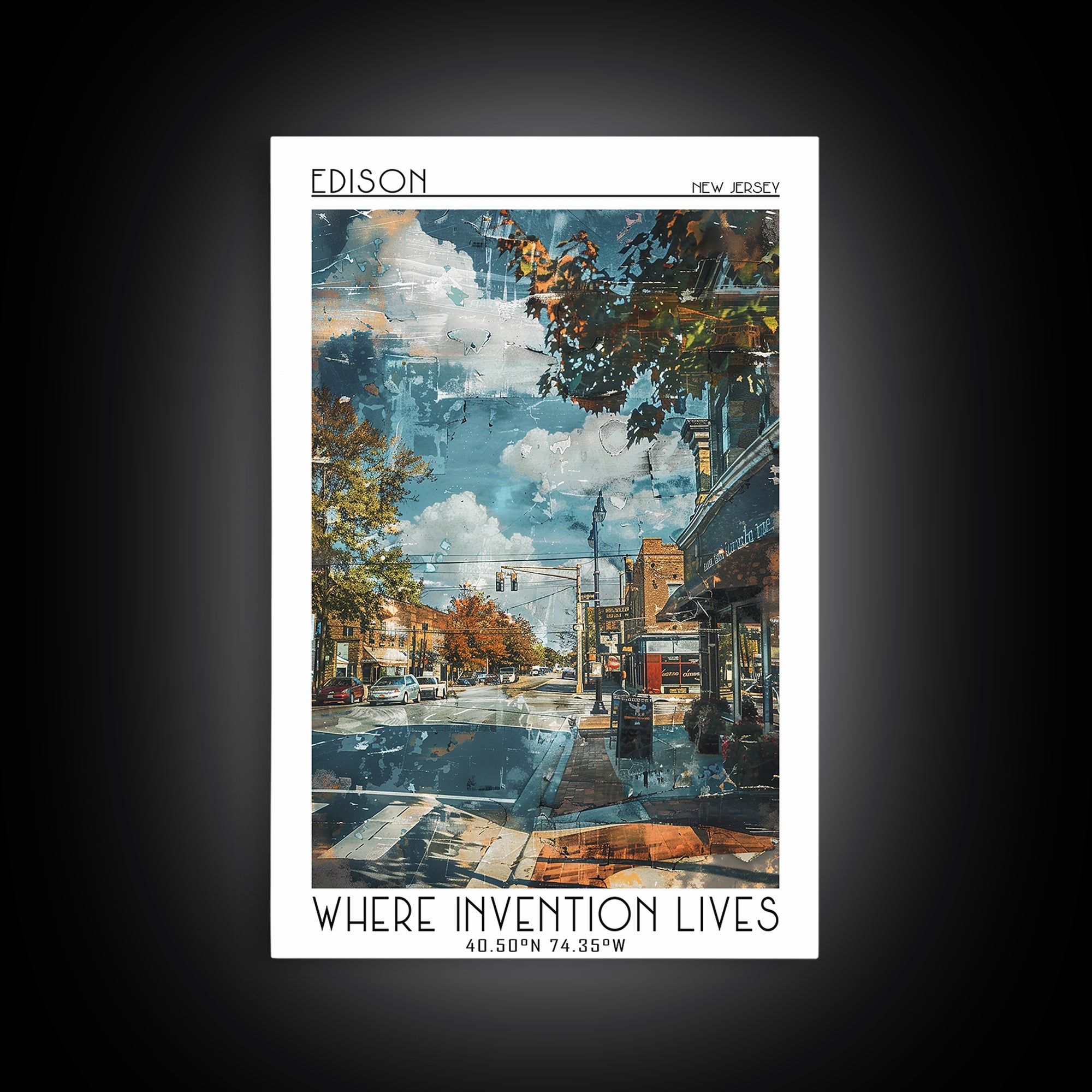 Edison Travel Poster, Framed Canvas Print, Retro Wall Art, Travel Print, City Wall Art, Modern Wall Decor, City Art Print, Art Print