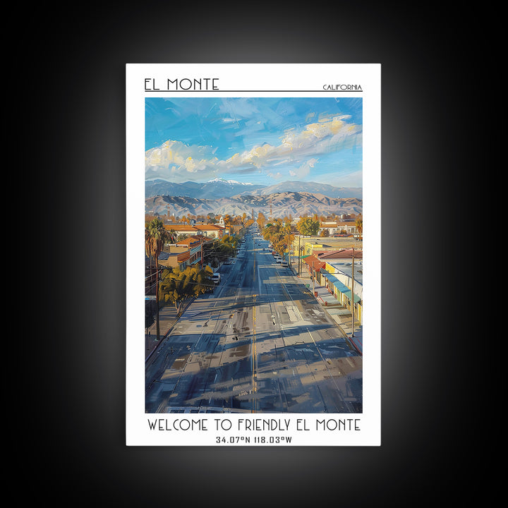 El Monte Travel Poster, Framed Canvas Print, Travel Prints, Landscape Art, Poster Print, Home Decor, Wanderlust Gift, Travel Posters