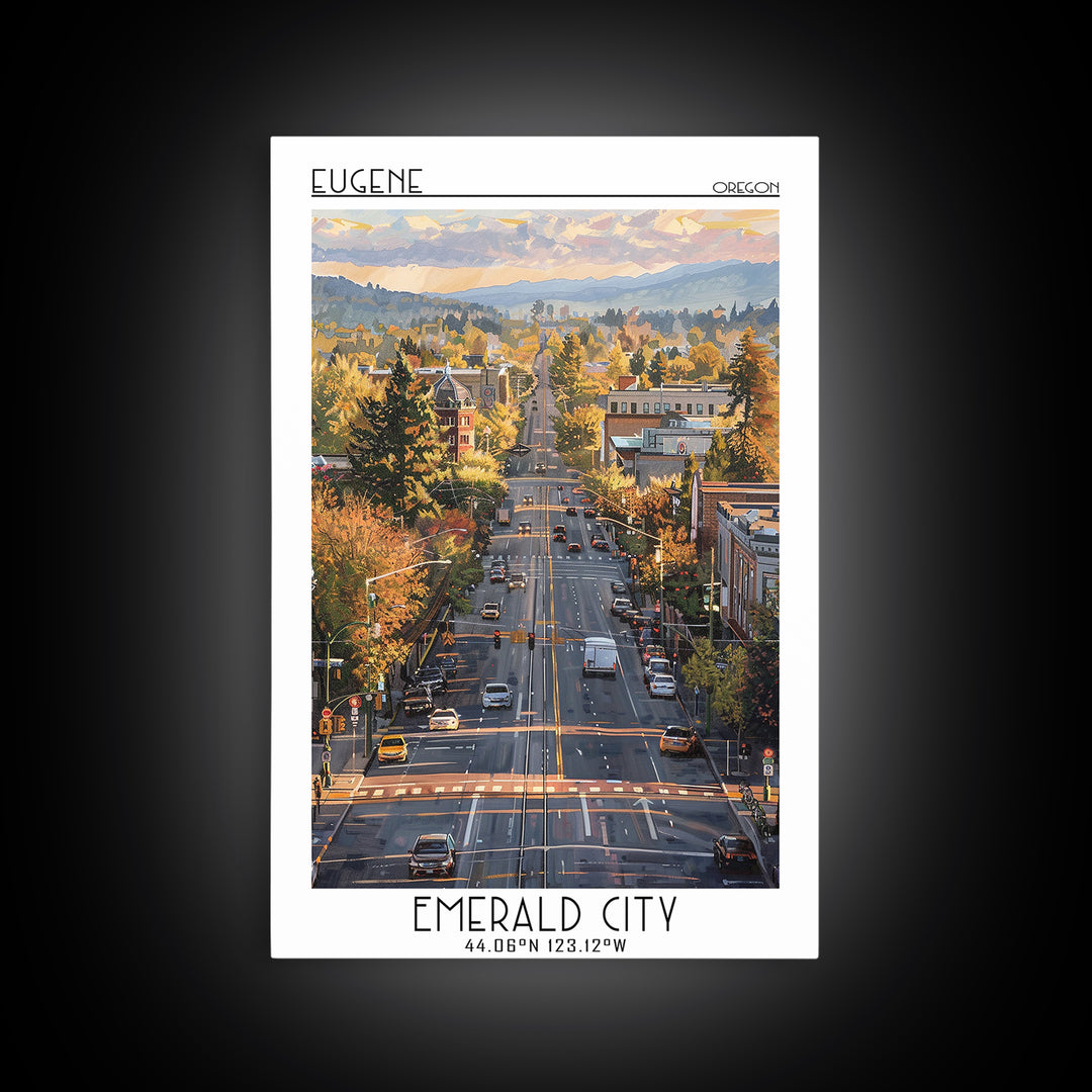 Eugene Travel Poster, Canvas Print, City Art Print, Travel Wall Art, Poster Print, City Travel Poster, Retro Travel Poster, Wall Art
