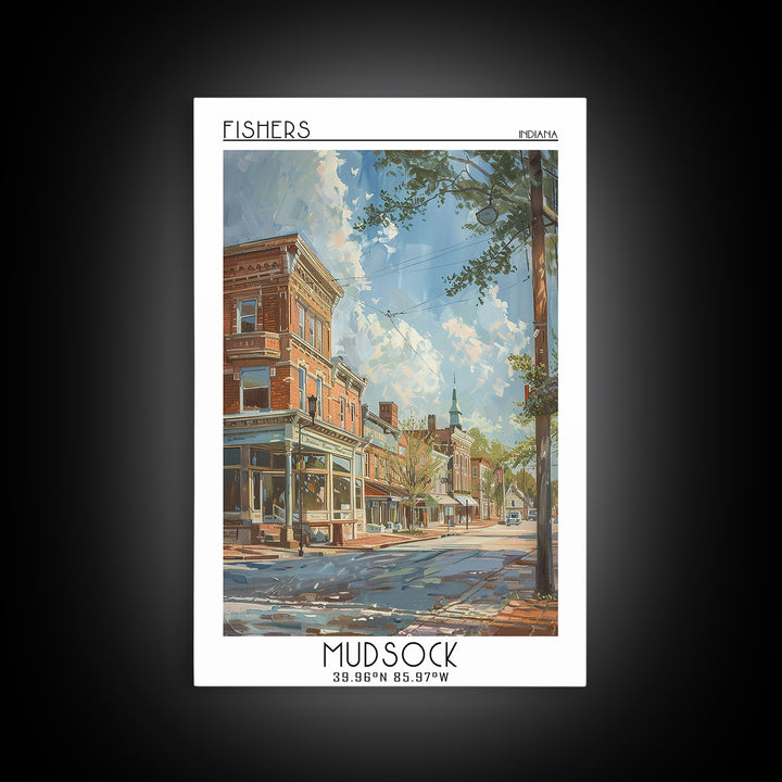 Fishers Travel Poster, Framed Canvas Print, Retro Travel Poster, City Wall Art, Landscape Art, Vintage City Poster, Travel Art Print