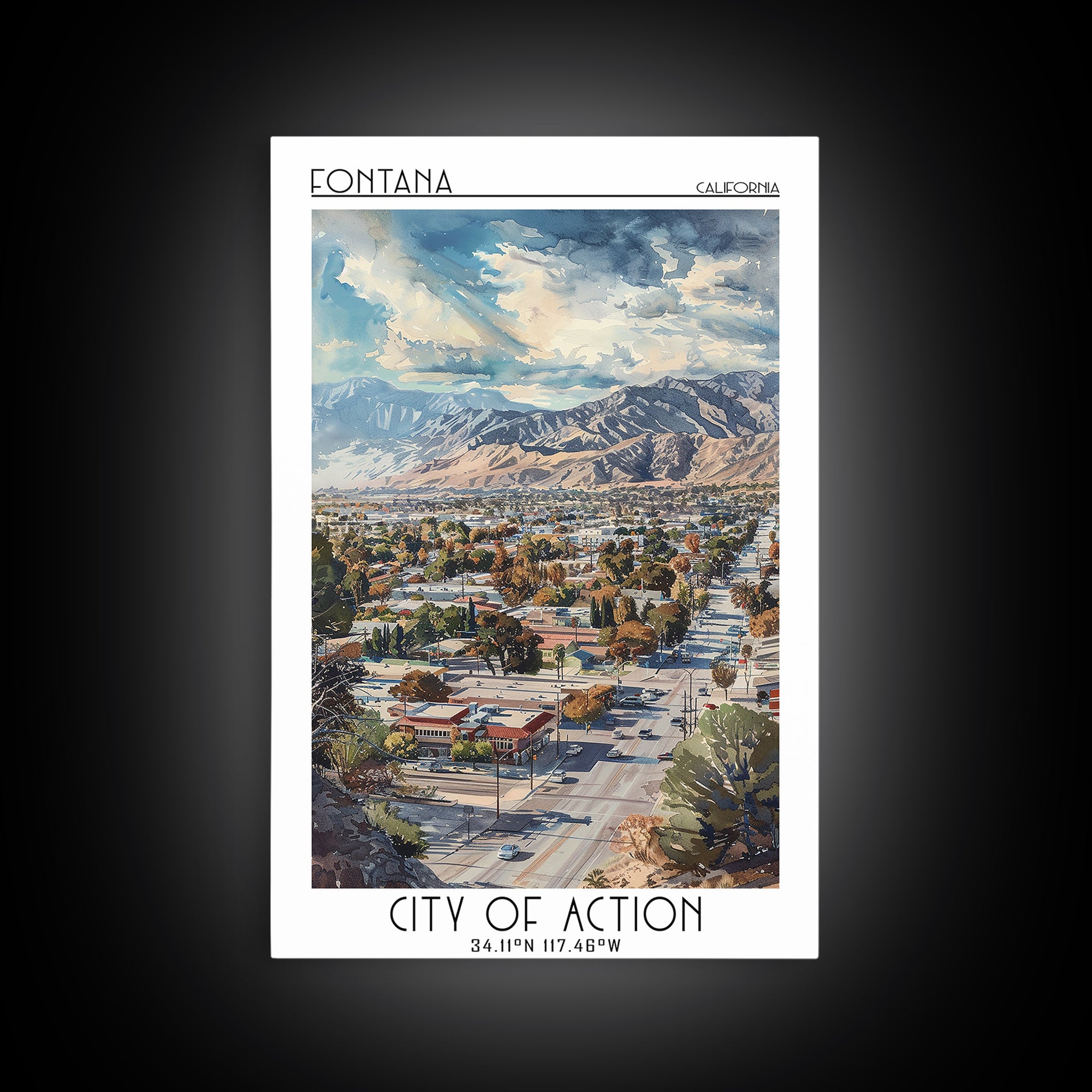 Fontana Travel Poster, Framed Canvas Print, City Art Print, Travel Wall Art, Art Print, Travel Art Print, Travel Decor, Poster Print