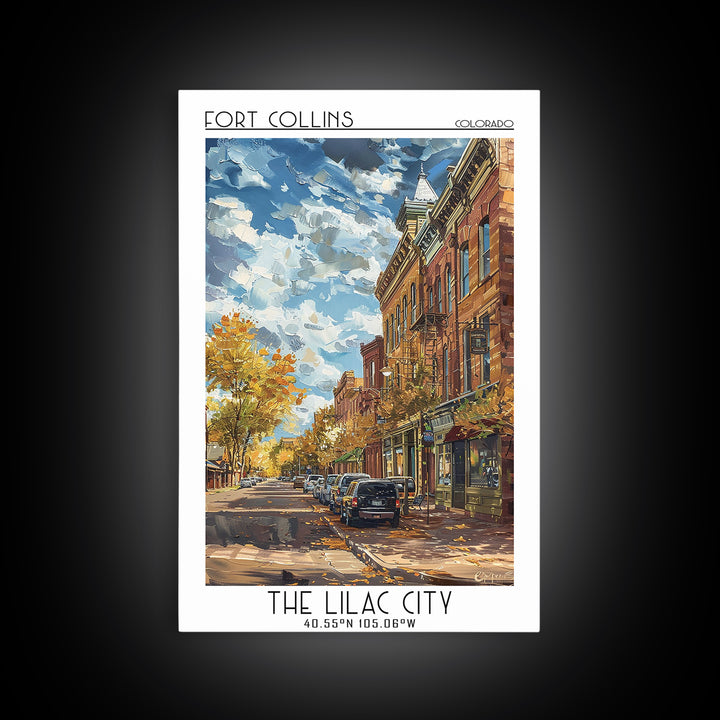 Fort Collins Travel Poster, Framed Canvas Print, City Travel Poster, Travel Wall Decor, Poster Art, Modern Wall Decor, Travel Prints