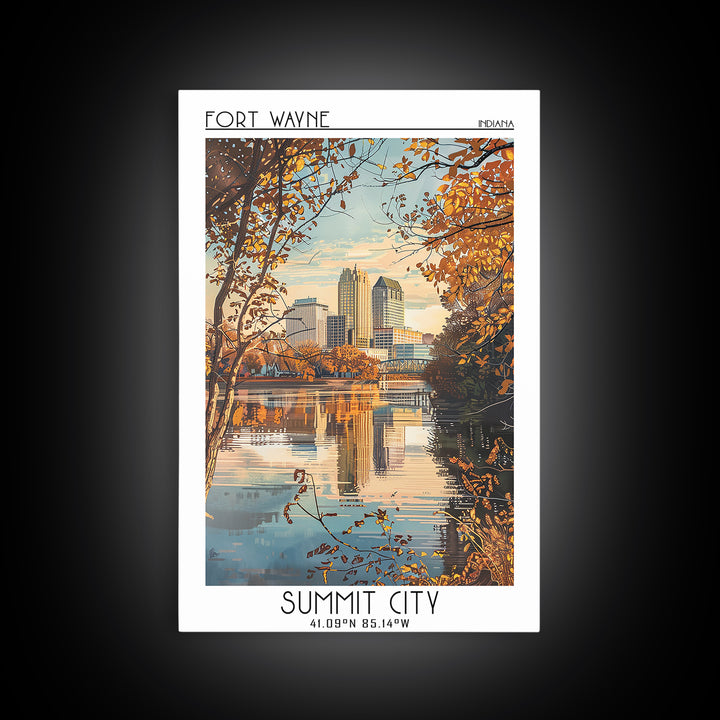 Fort Wayne Travel Poster, Canvas Print, Travel Wall Art, City Wall Art, Travel Posters, Home Office Decor, Wall Art, Wanderlust Gift