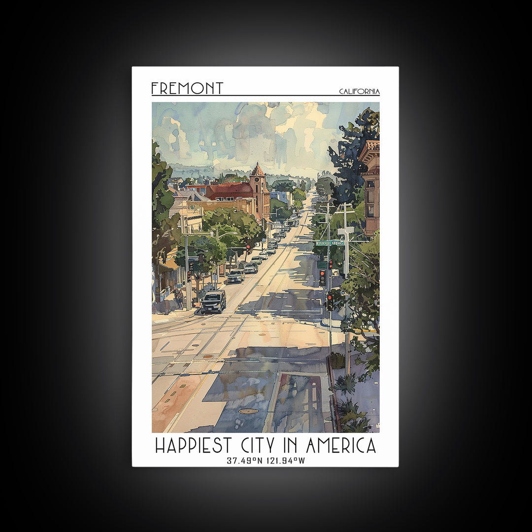 Fremont Travel Poster, Framed Canvas Print, City Travel Poster, Travel Wall Decor, Travel Posters, Poster Art, Home Decor, Art Print
