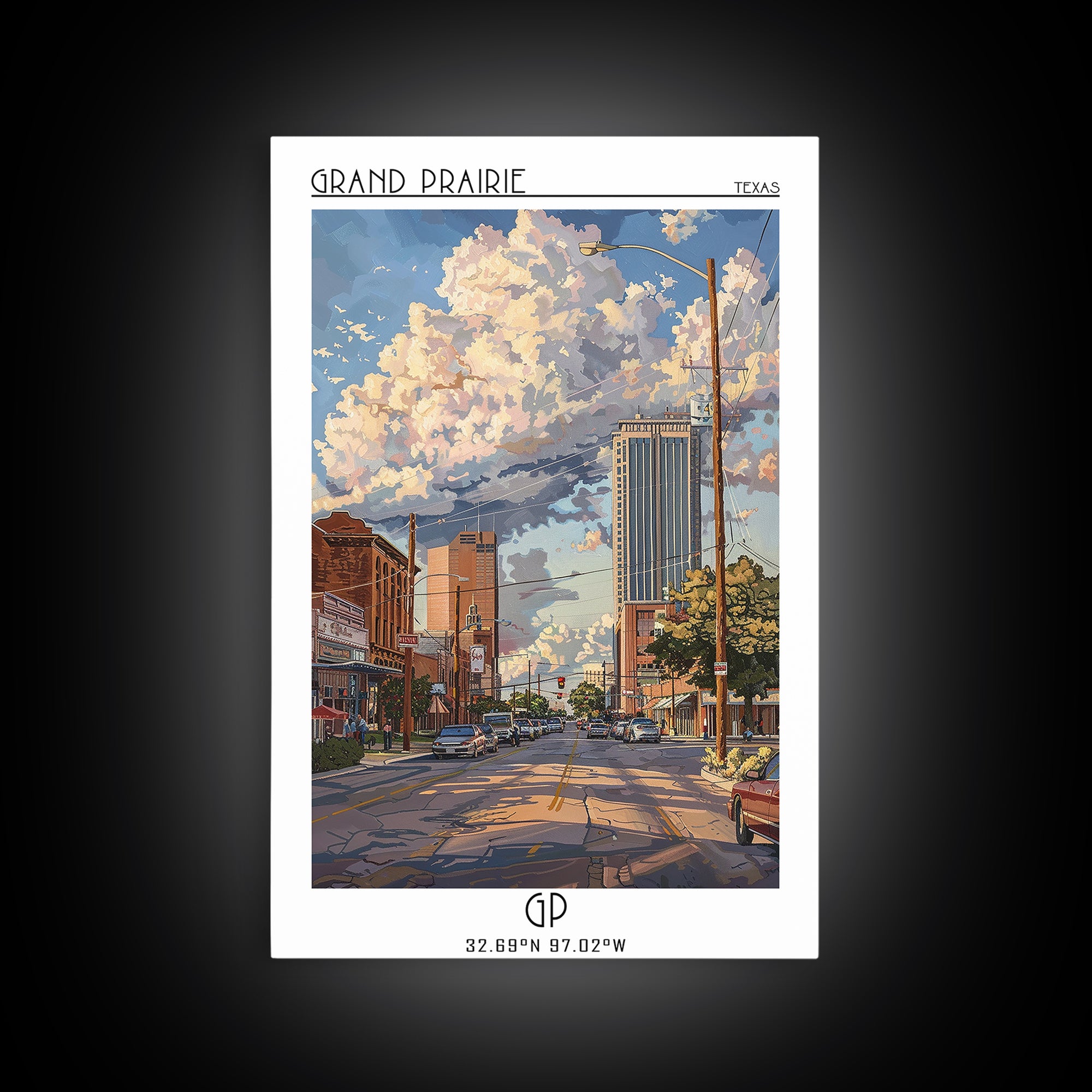 Grand Prairie Travel Poster, Canvas Print, Travel Wall Art, City Wall Art, Vintage Travel Print, Gallery Wall Set, Minimalist Poster