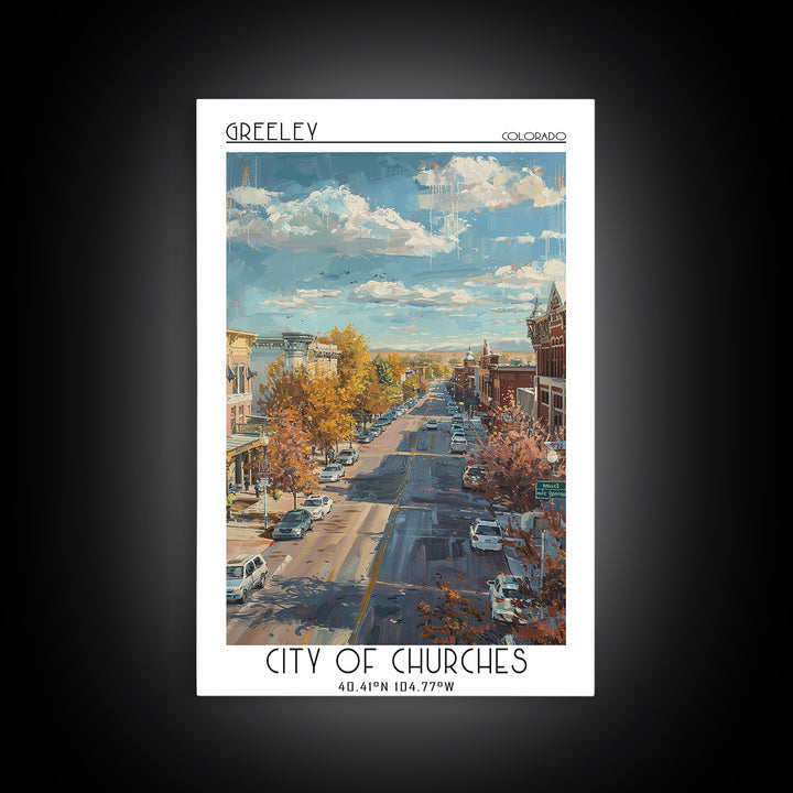 Greeley Travel Poster, Framed Canvas Print, Poster Print, Travel Wall Art, Vintage Travel, Living Room Wall Art, Vintage City Poster