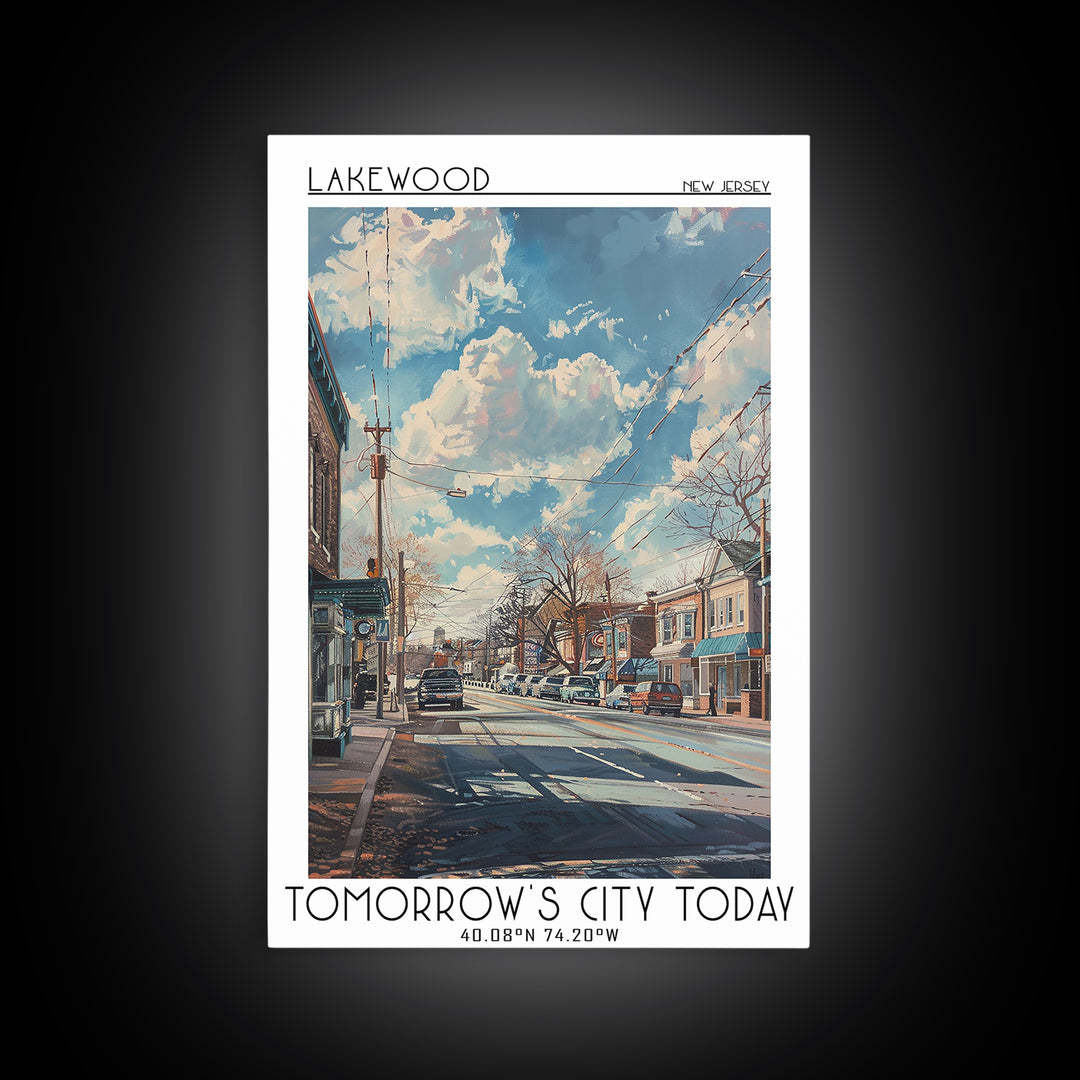 Lakewood New Jersey Travel Poster, Framed Canvas Print, Poster Print, Travel Wall Art, City Wall Art, Fine Art Print, City Art Print