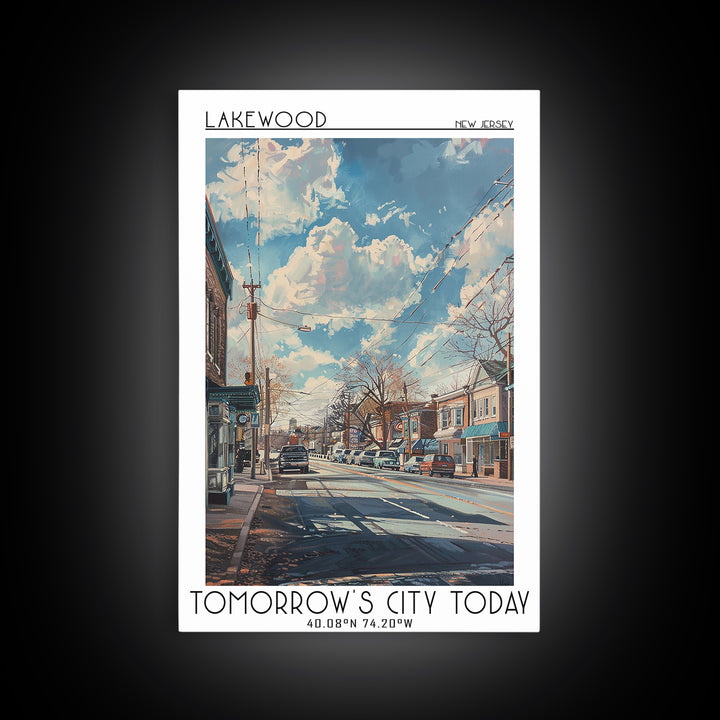 Lakewood New Jersey Travel Poster, Framed Canvas Print, Poster Print, Travel Wall Art, City Wall Art, Fine Art Print, City Art Print