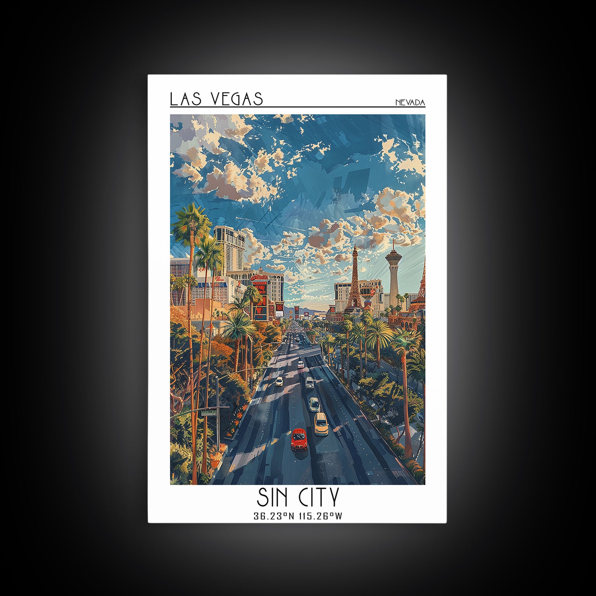 Las Vegas Travel Poster, Framed Canvas Print, Retro Wall Art, Travel Print, Wall Art, Vintage Travel, Gallery Wall Set, Poster Print