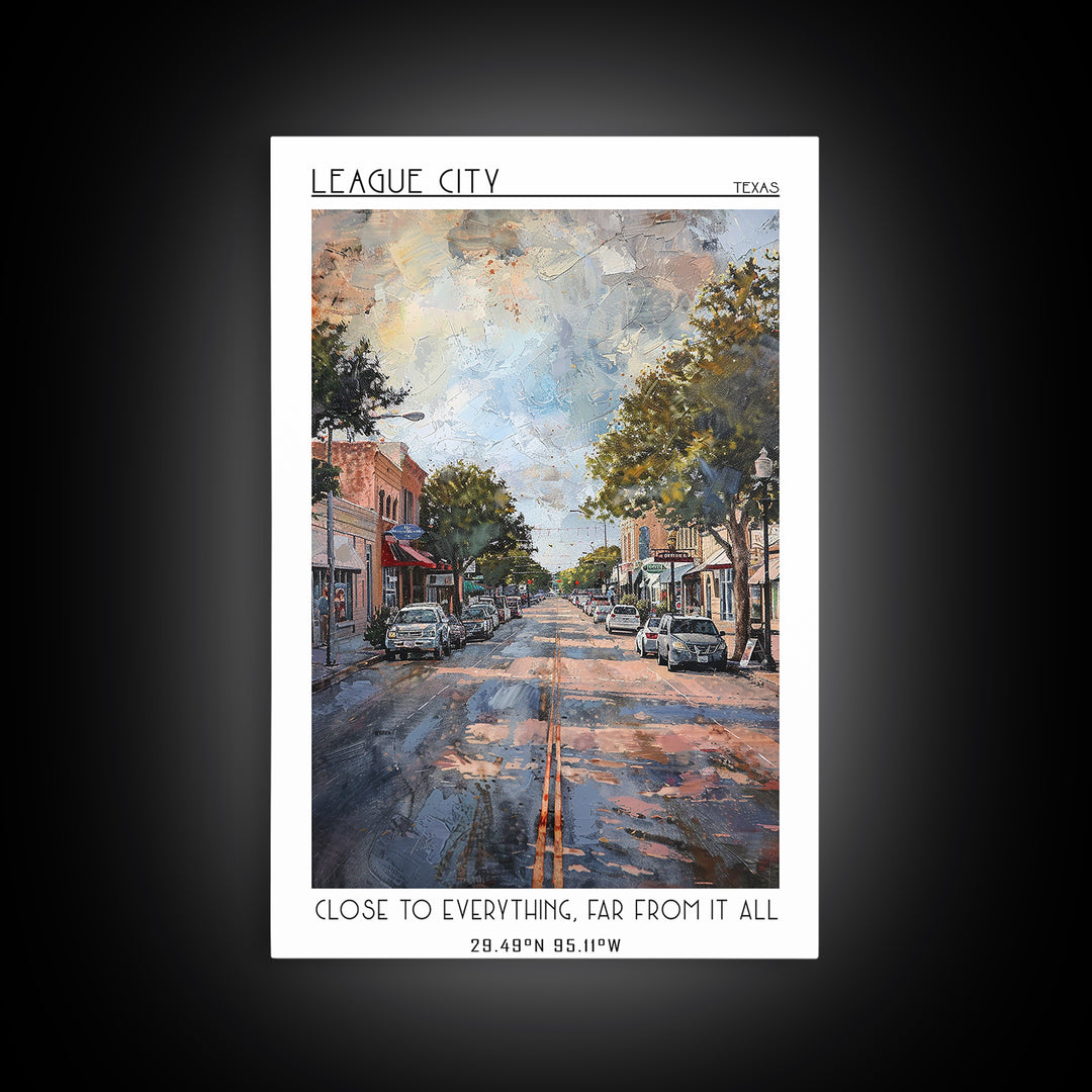 League City Texas Travel Poster, Canvas Print, Travel Wall Art, City Wall Art, Art Print, Wall Art, Travel Art Print, Fine Art Print