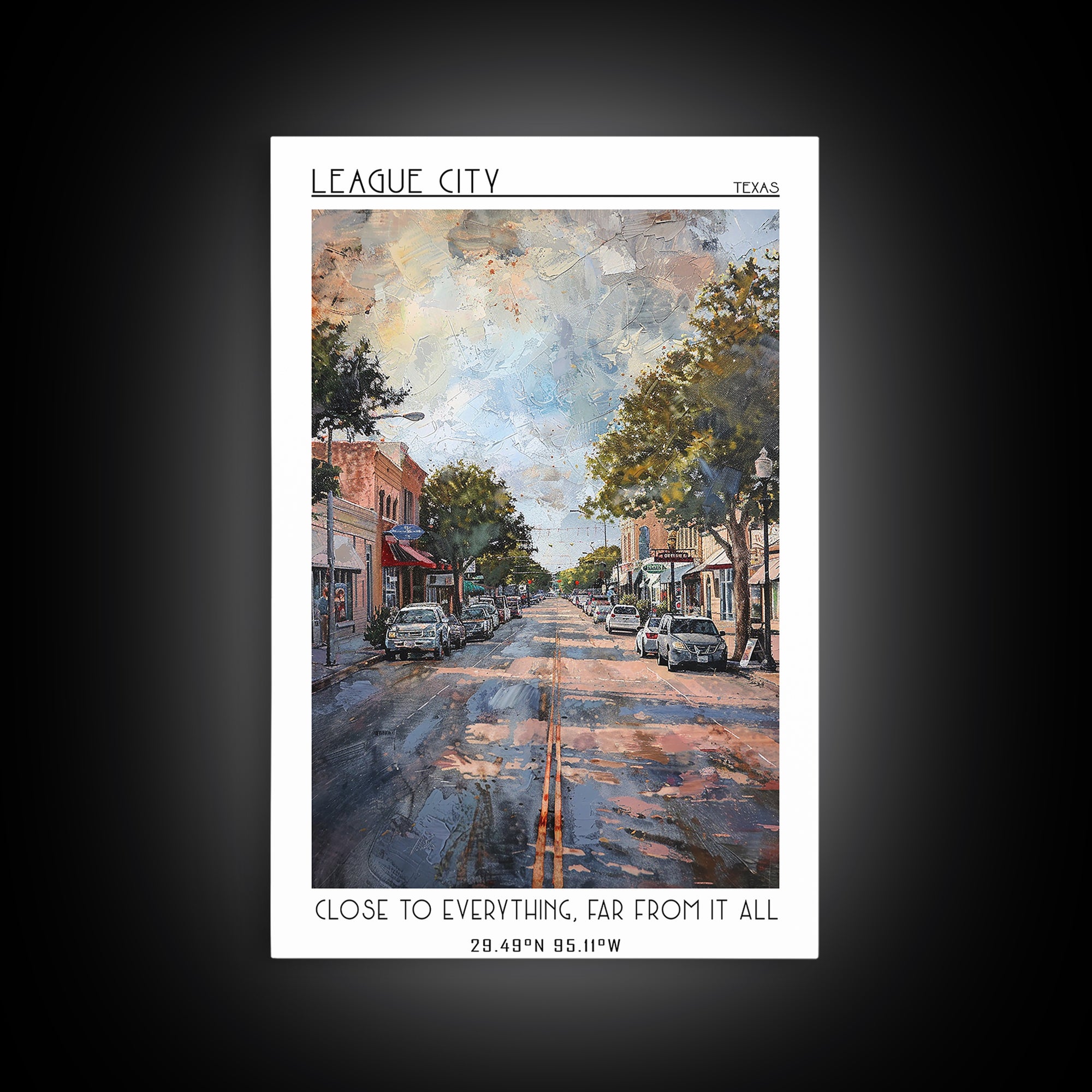 League City Texas Travel Poster, Canvas Print, Travel Wall Art, City Wall Art, Art Print, Wall Art, Travel Art Print, Fine Art Print
