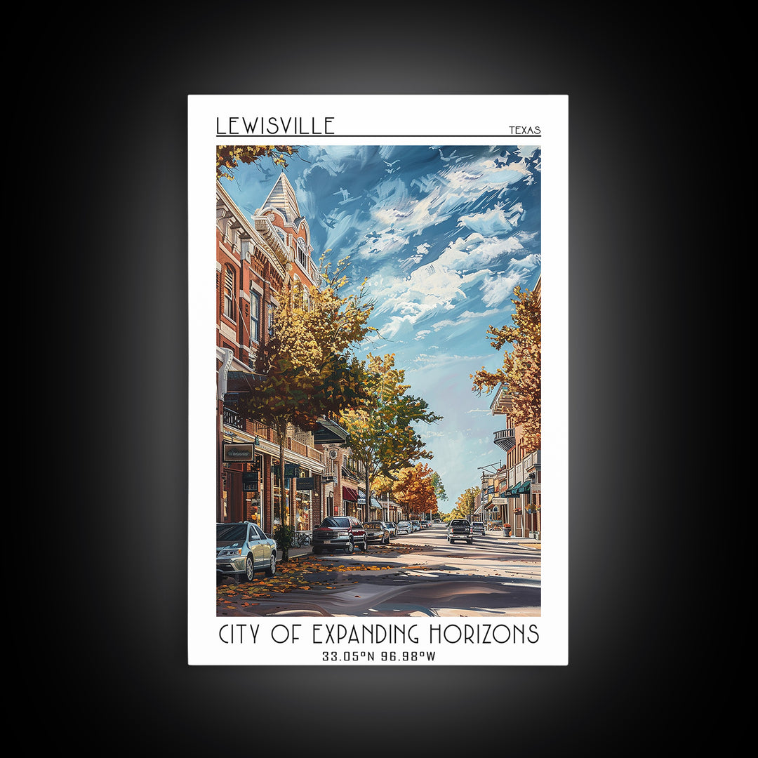 Lewisville Travel Poster, Framed Canvas Print, Travel Art Print, Modern Wall Decor, Minimalist Poster, Travel Wall Art, Poster Print