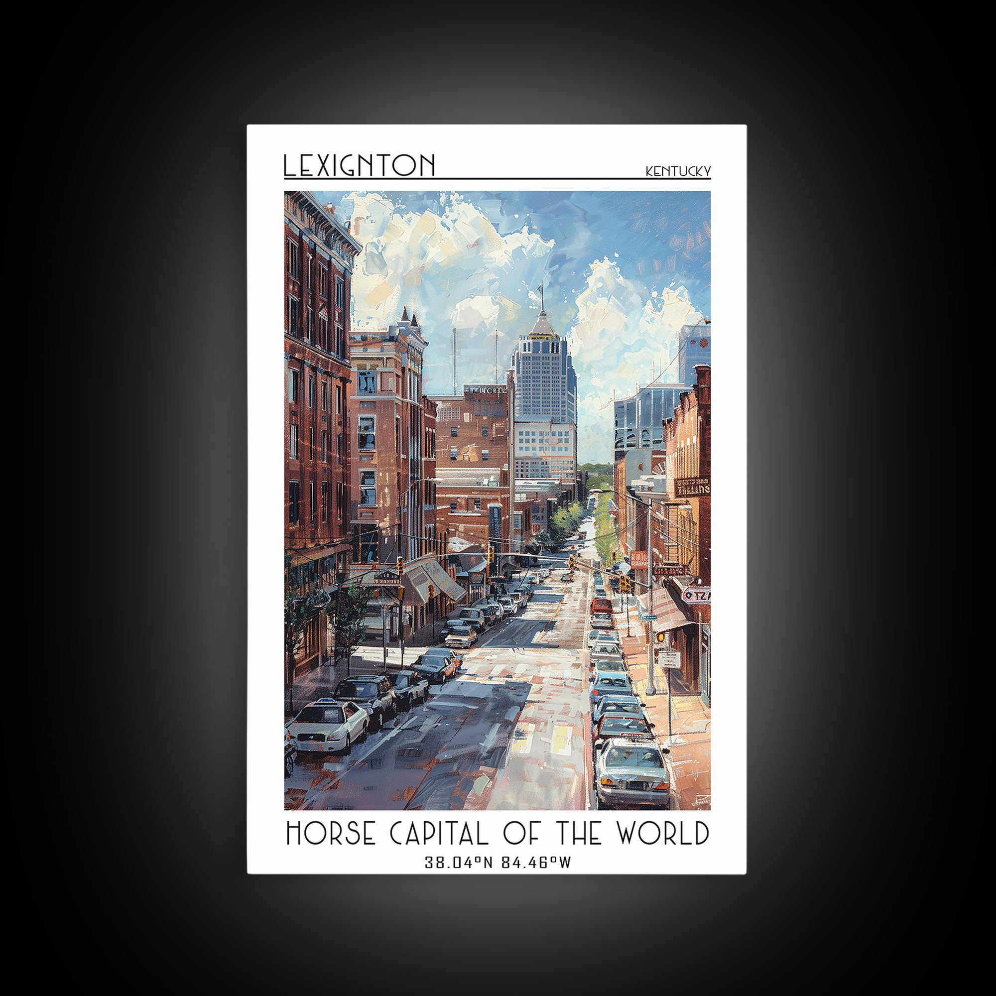 Lexington Travel Poster, Framed Canvas Print, Travel Art Print, Modern Wall Decor, Retro Travel Print, Home Decor, Travel Wall Decor