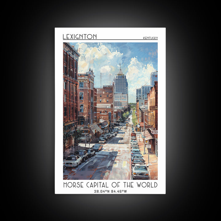 Lexington Travel Poster, Framed Canvas Print, Travel Art Print, Modern Wall Decor, Retro Travel Print, Home Decor, Travel Wall Decor