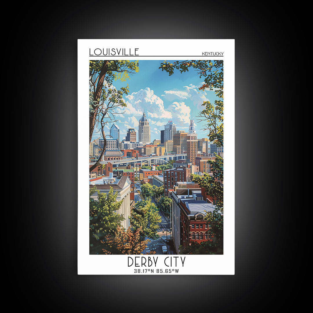 Louisville Travel Poster, Framed Canvas Print, Travel Wall Art, City Wall Art, City Travel Poster, Vintage Travel Art, Travel Prints