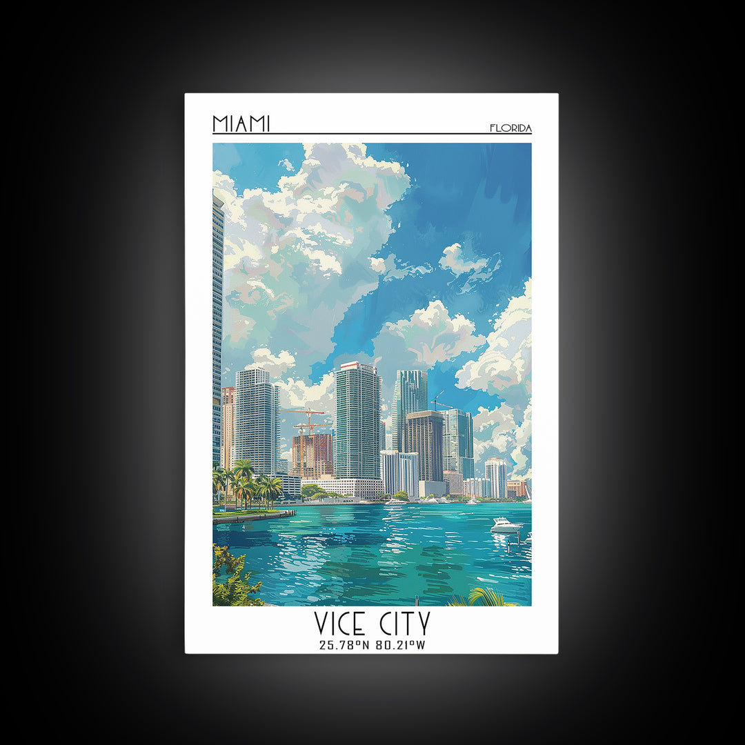 Miami Travel Poster, Canvas Print, City Travel Poster, Travel Wall Decor, Wall Art, Poster Print, Modern Wall Decor, Travel Wall Art