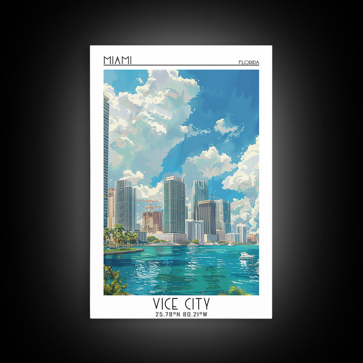 Miami Travel Poster, Canvas Print, City Travel Poster, Travel Wall Decor, Wall Art, Poster Print, Modern Wall Decor, Travel Wall Art