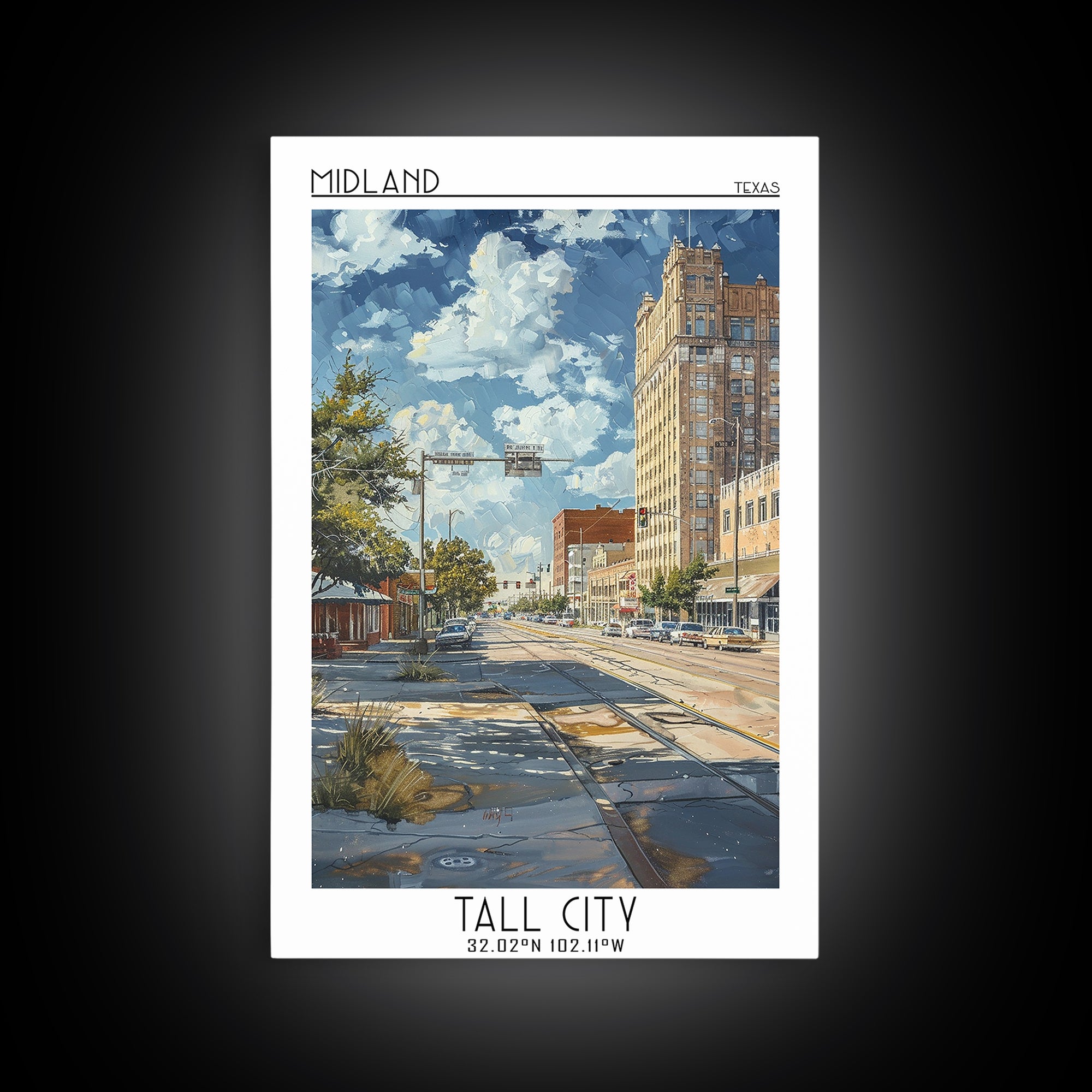 Midland Travel Poster, Framed Canvas Print, City Travel Poster, Travel Wall Decor, City Art Print, Travel Wall Art, Travel Art Print