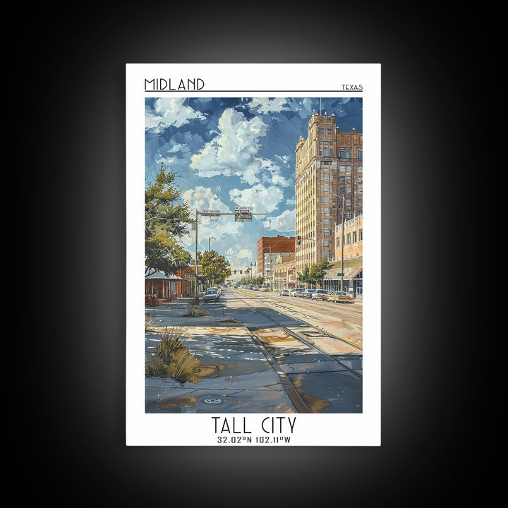 Midland Travel Poster, Framed Canvas Print, City Travel Poster, Travel Wall Decor, City Art Print, Travel Wall Art, Travel Art Print