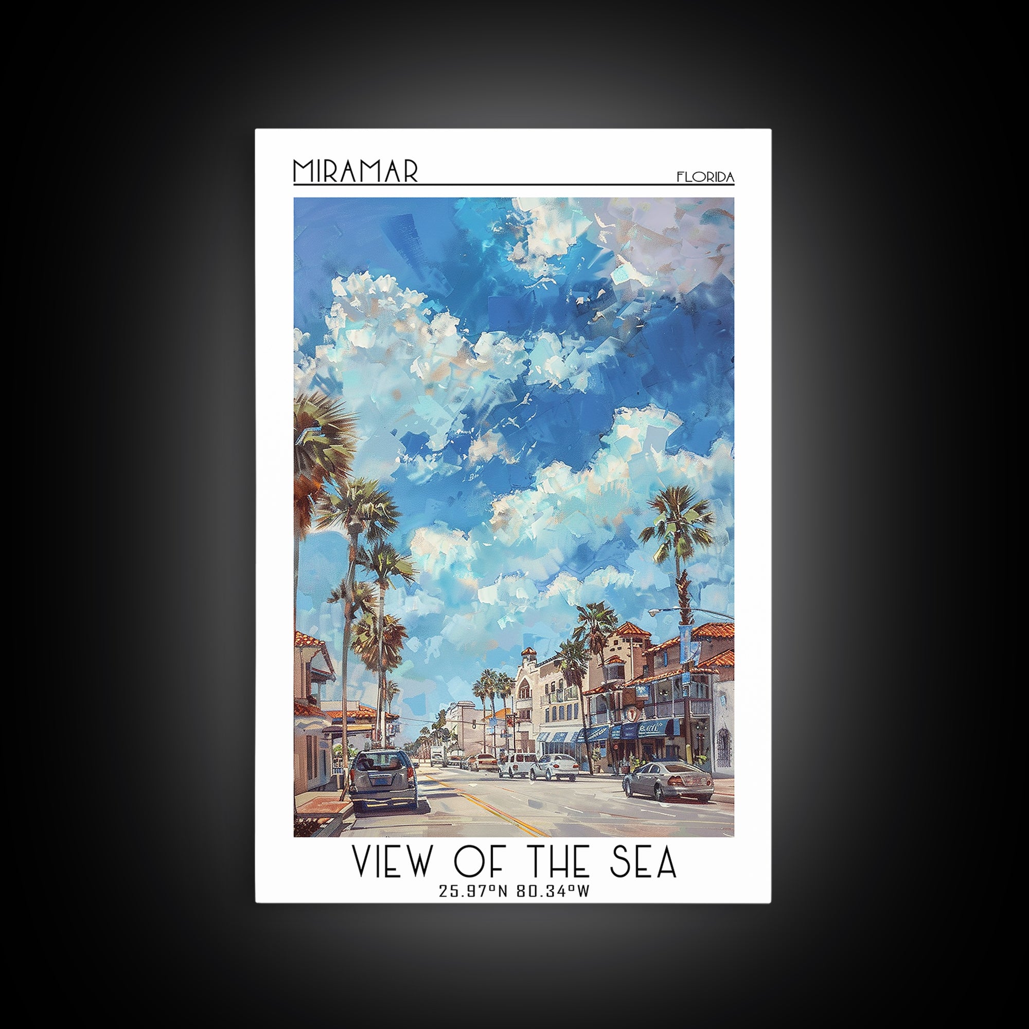 Miramar Travel Poster, Framed Canvas Print, City Travel Poster, Travel Wall Art, Modern Wall Decor, Minimalist Poster, Landscape Art