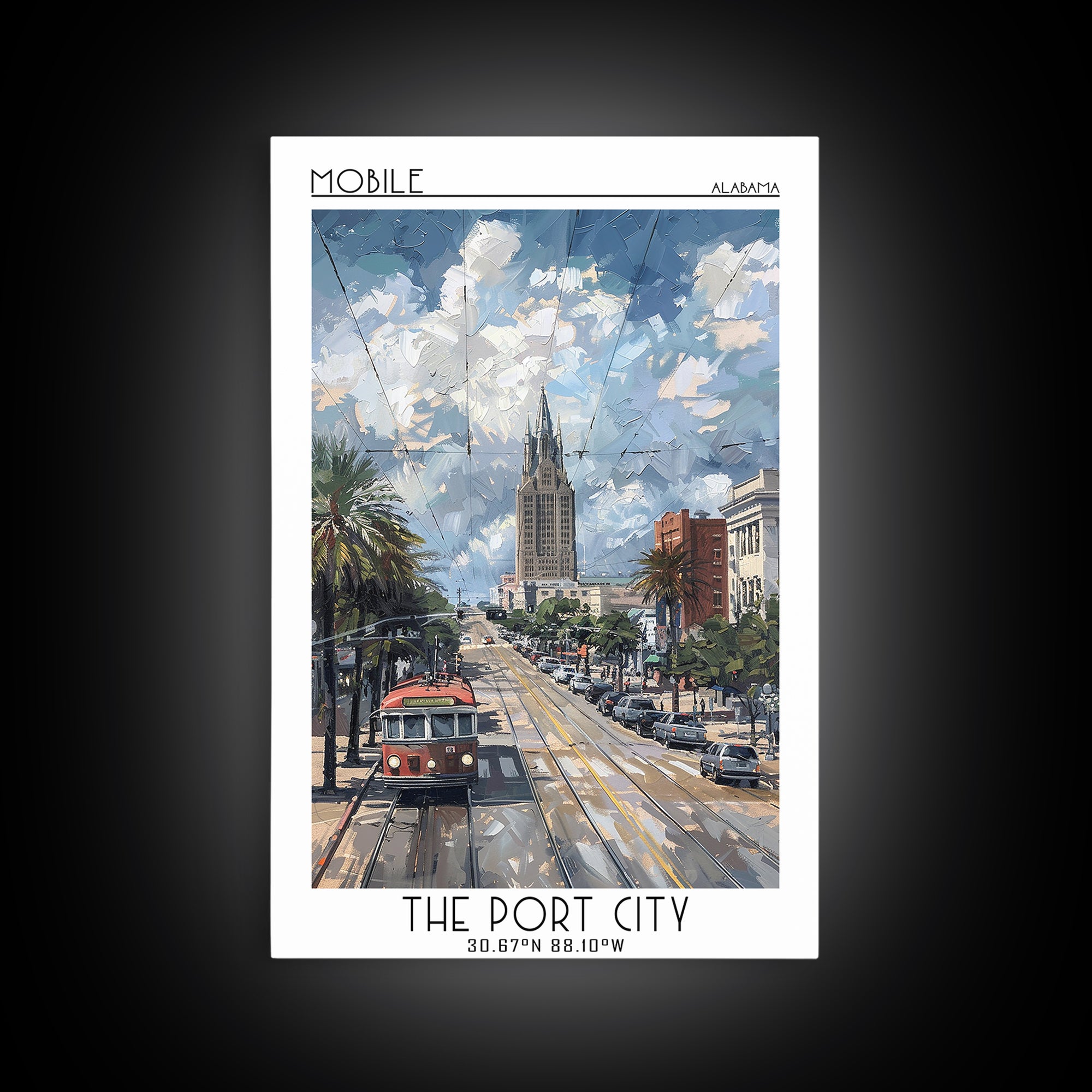 Mobile Travel Poster, Framed Canvas Print, Poster Print, Travel Wall Art, Colorful Wall Art, Home Office Decor, Mid Century Wall Art