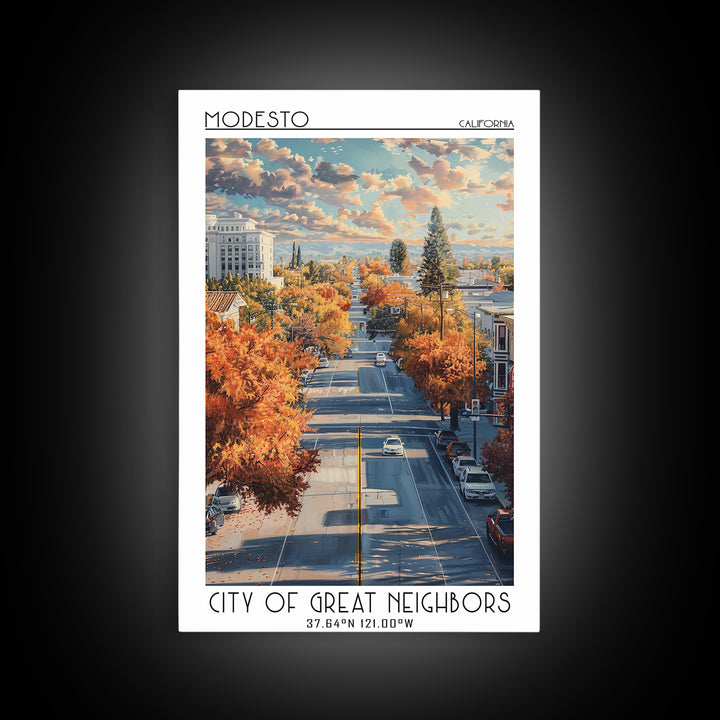 Modesto Travel Poster, Canvas Print, City Art Print, Travel Wall Art, Poster Art, Watercolor Cityscape, City Travel Poster, Wall Art