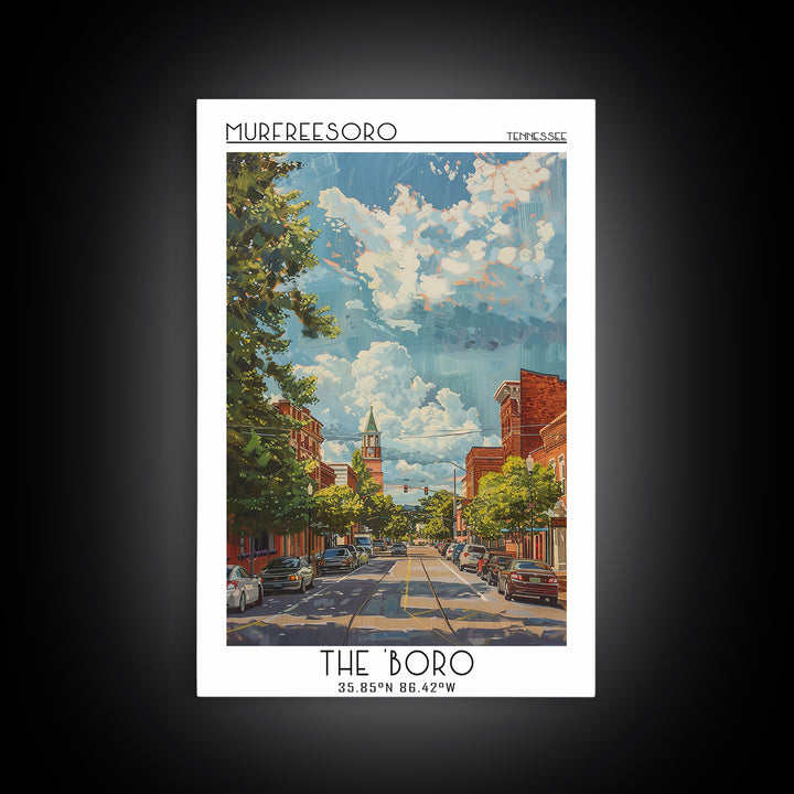 Murfreesboro Travel Poster, Framed Canvas Print, Vintage Travel Print, City Wall Art, Travel Posters, Vintage Poster, Vintage Travel
