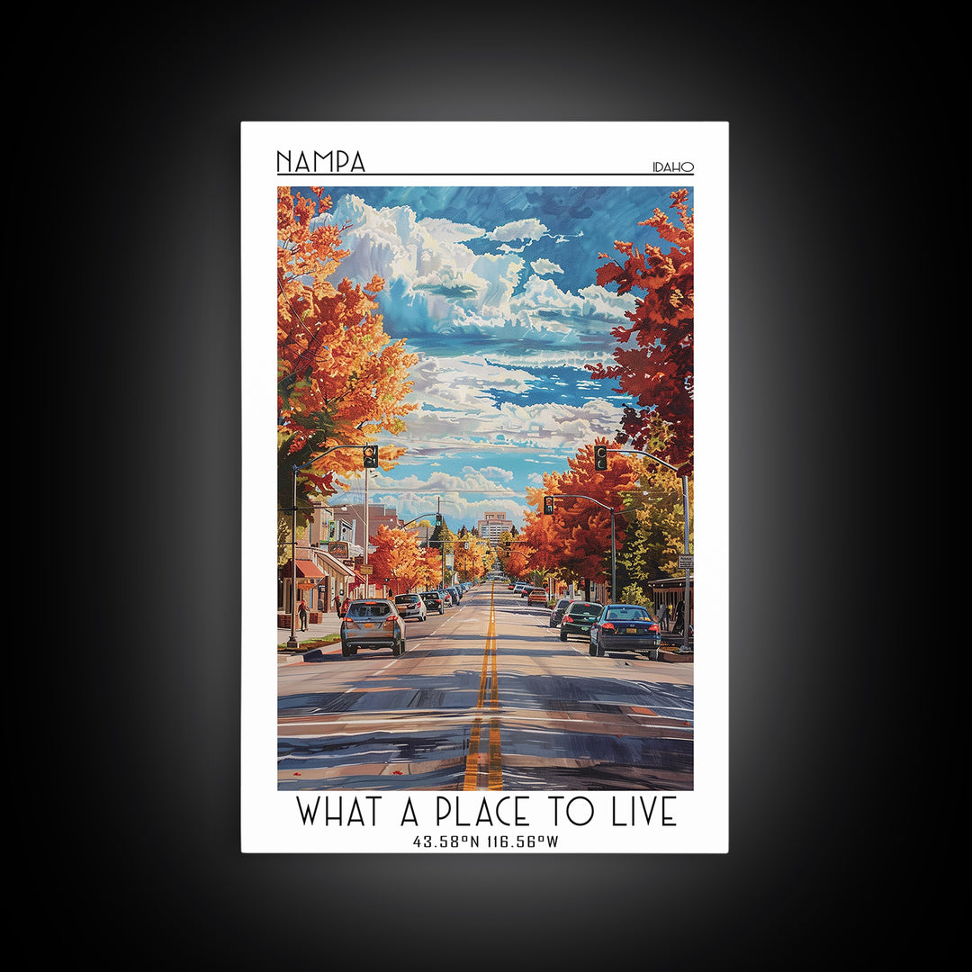 Nampa Travel Poster, Framed Canvas Print, City Travel Poster, Travel Wall Art, Fine Art Print, Retro Travel Print, Minimalist Poster