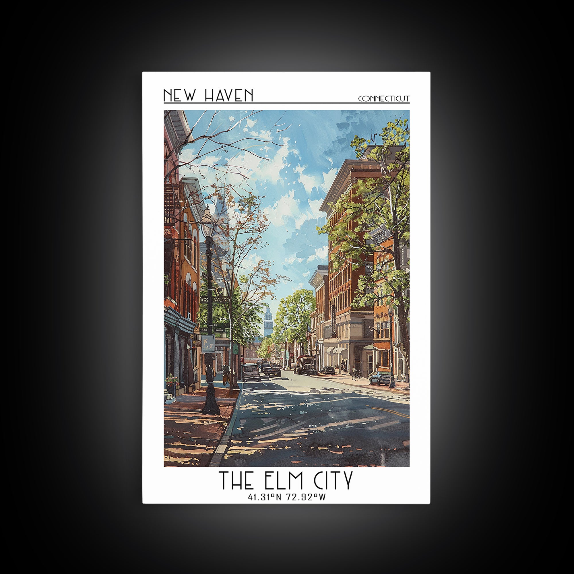 New Haven Travel Poster, Canvas Print, Retro Travel Poster, City Wall Art, Mid Century Wall Art, Travel Wall Art, Retro Travel Print