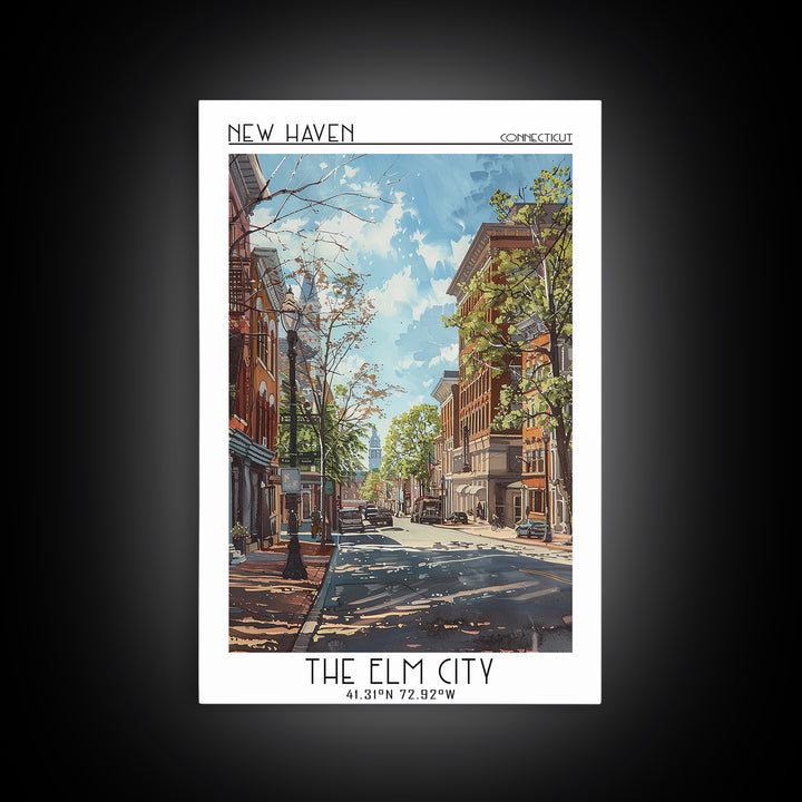 New Haven Travel Poster, Canvas Print, Retro Travel Poster, City Wall Art, Mid Century Wall Art, Travel Wall Art, Retro Travel Print