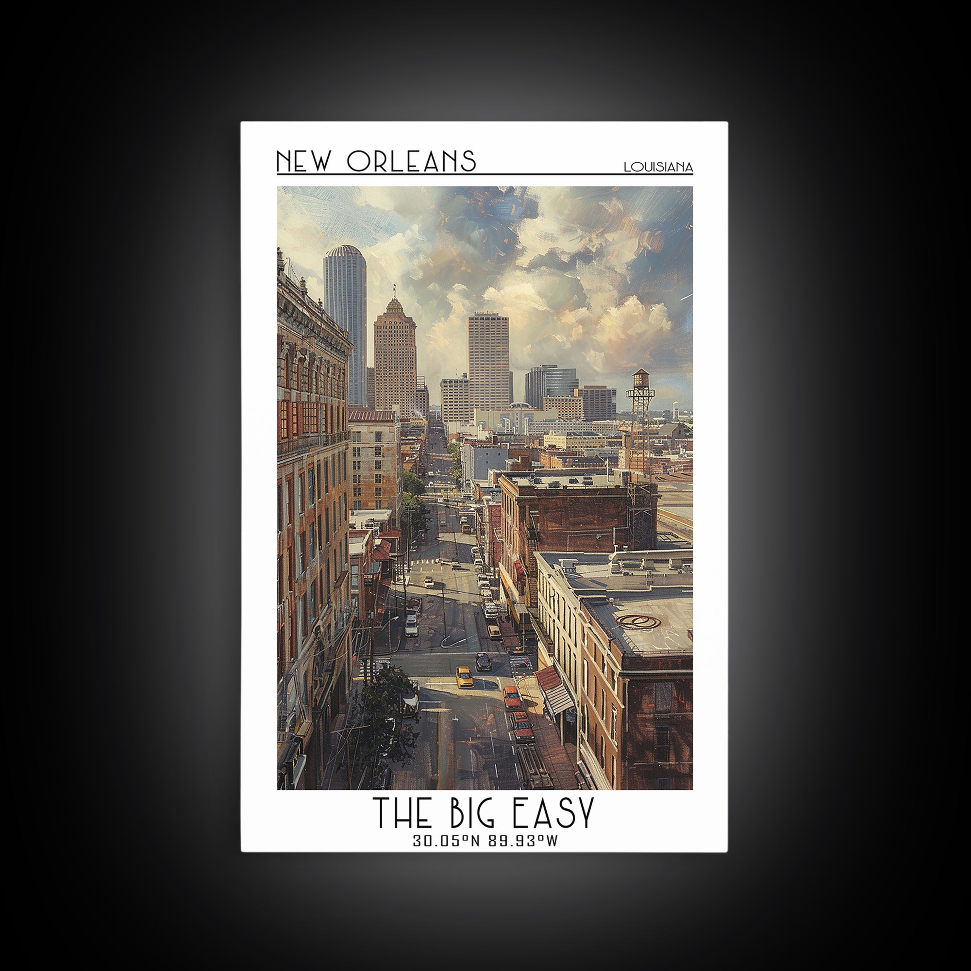 New Orleans Travel Poster, Framed Canvas Print, Travel Art Print, Modern Wall Decor, Poster Art, Travel Prints, Living Room Wall Art