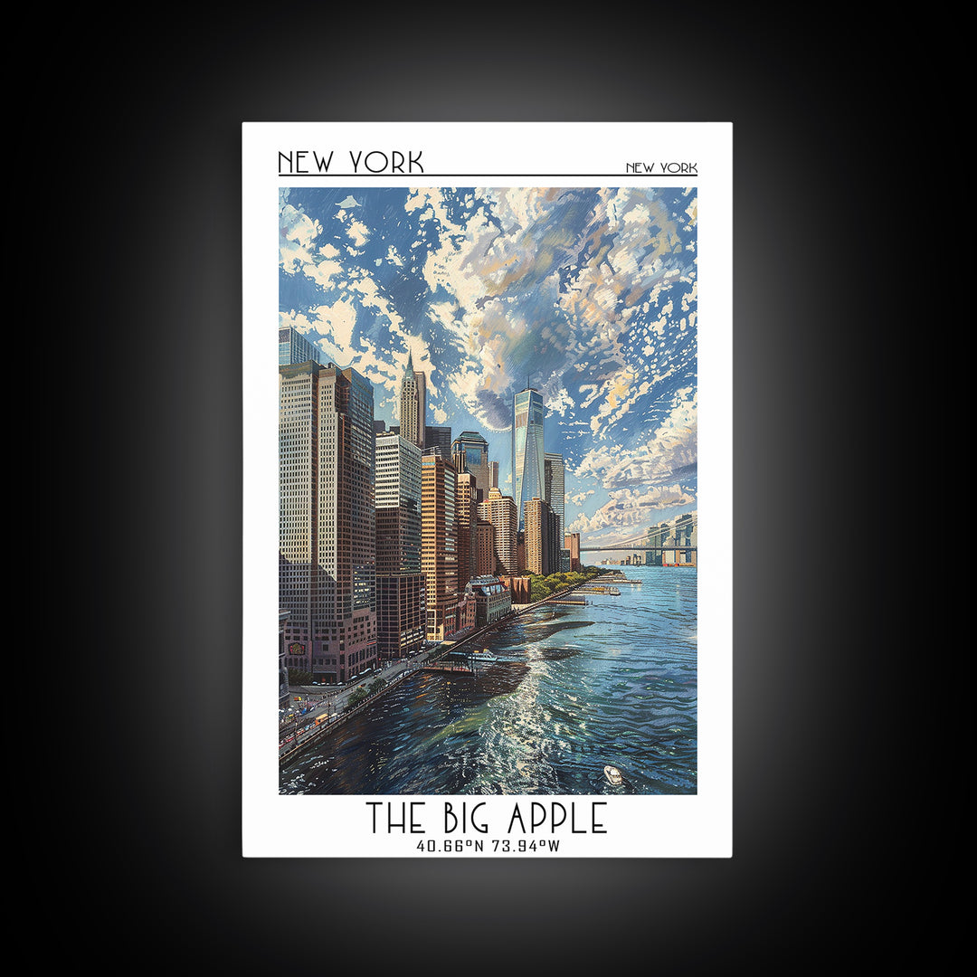 New York Travel Poster, Framed Canvas Print, Vintage Travel Print, City Wall Art, City Art Print, Retro Wall Art, City Travel Poster