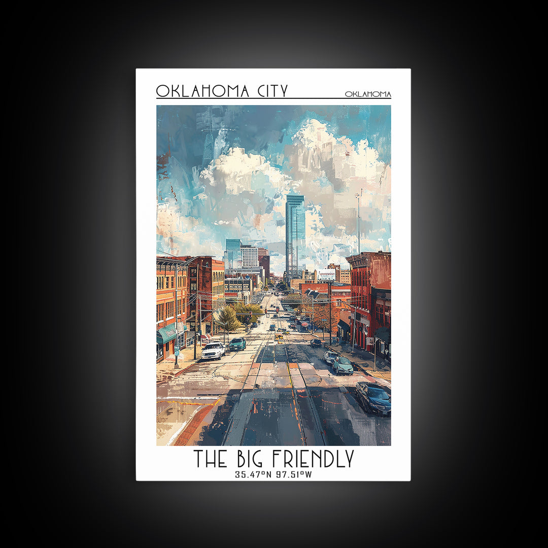 Oklahoma City Travel Poster, Canvas Print, Poster Print, Travel Wall Art, Art Print, Vintage Poster, Travel Art Print, City Wall Art