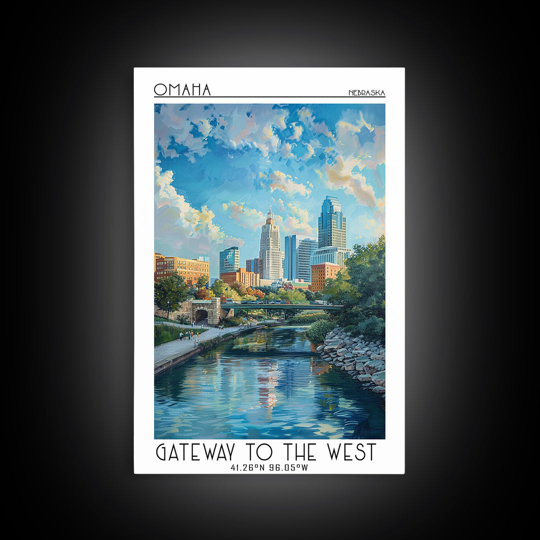 Omaha Travel Poster, Canvas Print, Travel Prints, Landscape Art, City Art Print, Living Room Wall Art, Home Decor, City Illustration