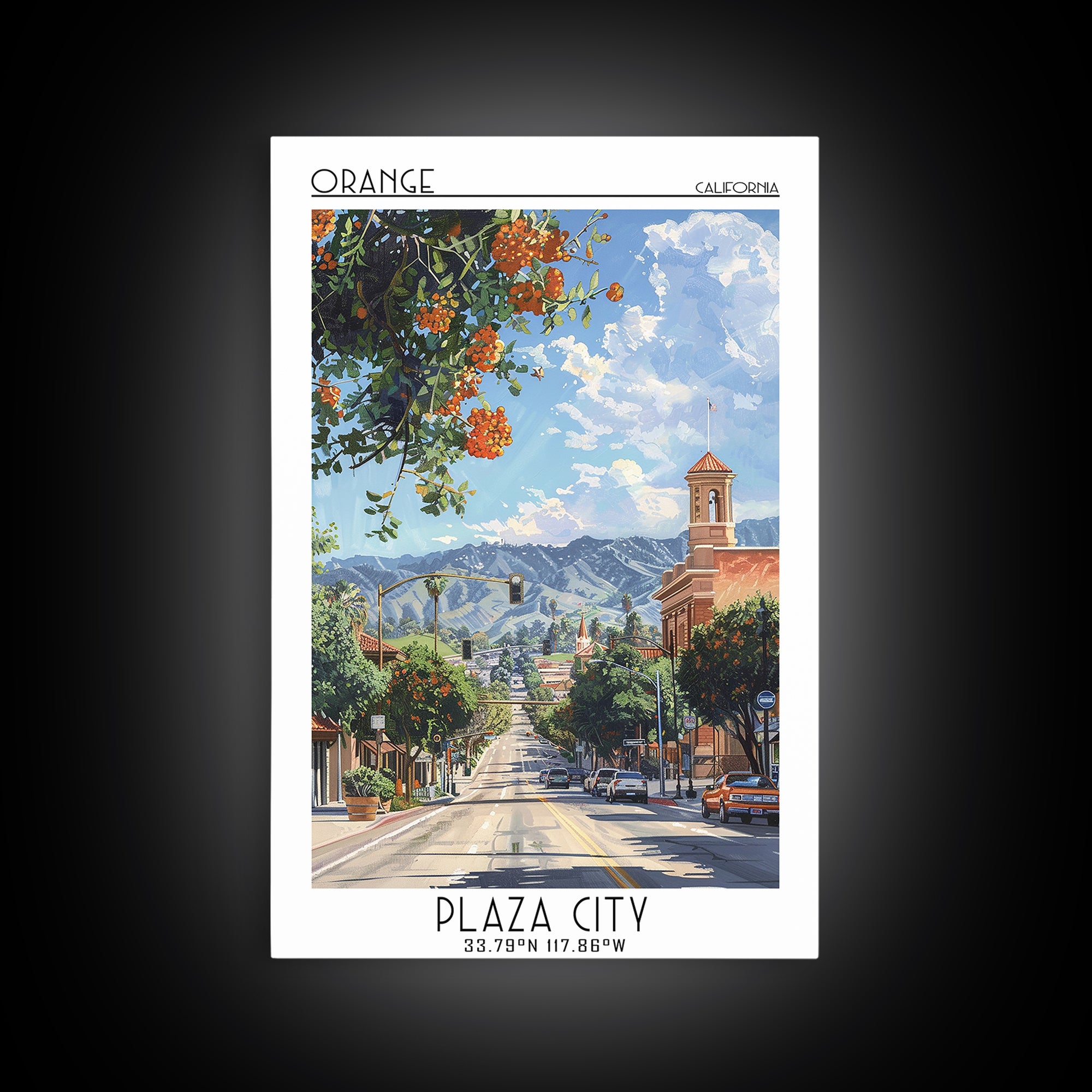 Orange Travel Poster, Canvas Print, City Travel Poster, Travel Wall Decor, Home Decor, Travel Posters, Fine Art Print, City Wall Art