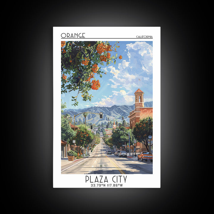 Orange Travel Poster, Canvas Print, City Travel Poster, Travel Wall Decor, Home Decor, Travel Posters, Fine Art Print, City Wall Art