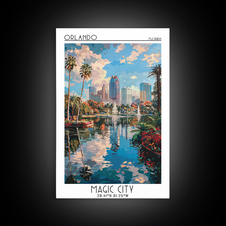 Orlando Travel Poster, Canvas Print, Travel Wall Art, City Wall Art, Modern Wall Decor, Art Print, City Travel Poster, Landscape Art