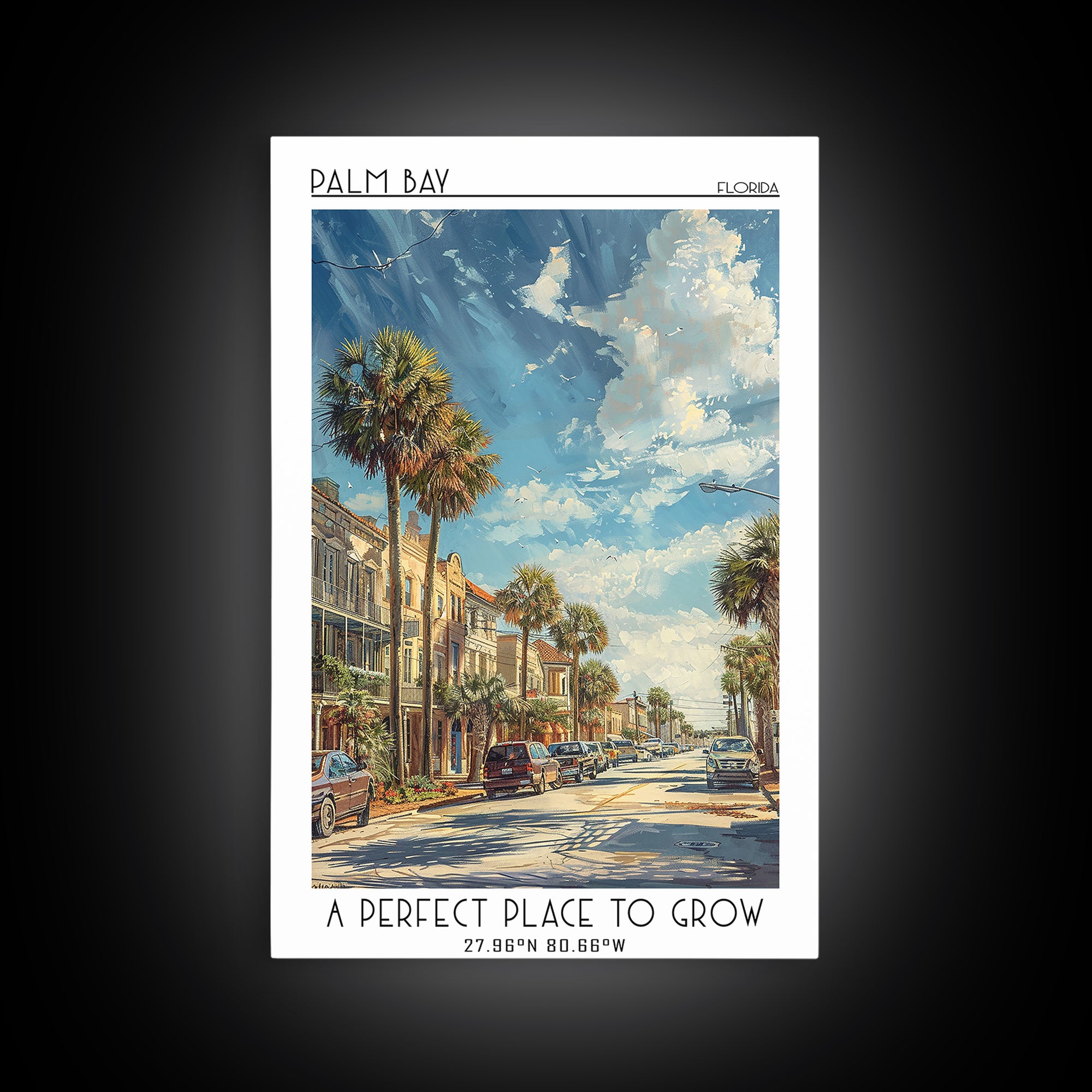 Palm Bay Travel Poster, Canvas Print, City Travel Poster, Travel Wall Decor, Retro Wall Art, Retro Travel Poster, Retro Travel Print