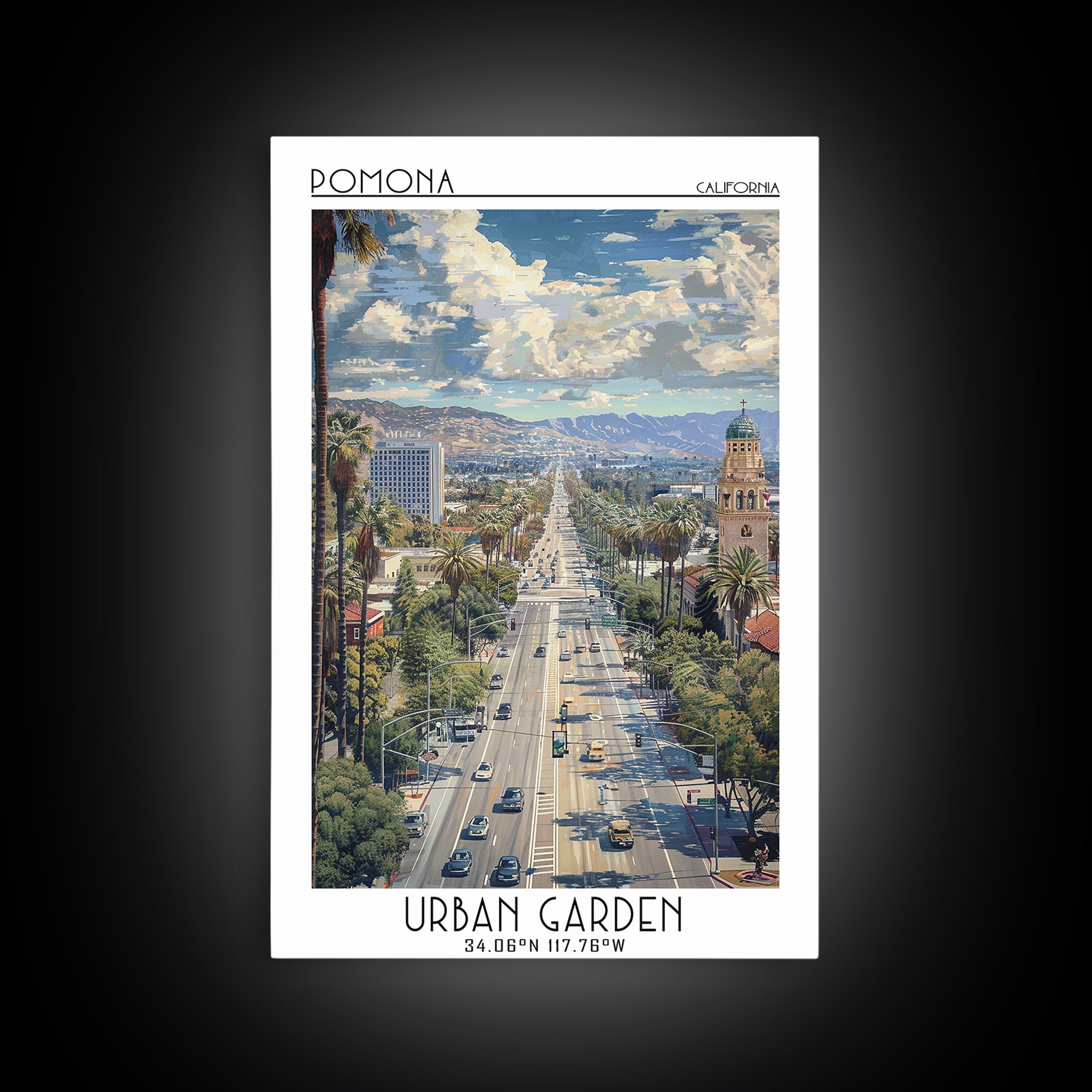 Pomona Travel Poster, Framed Canvas Print, City Art Print, Travel Wall Art, Retro Travel Print, Vintage Travel Print, Travel Posters
