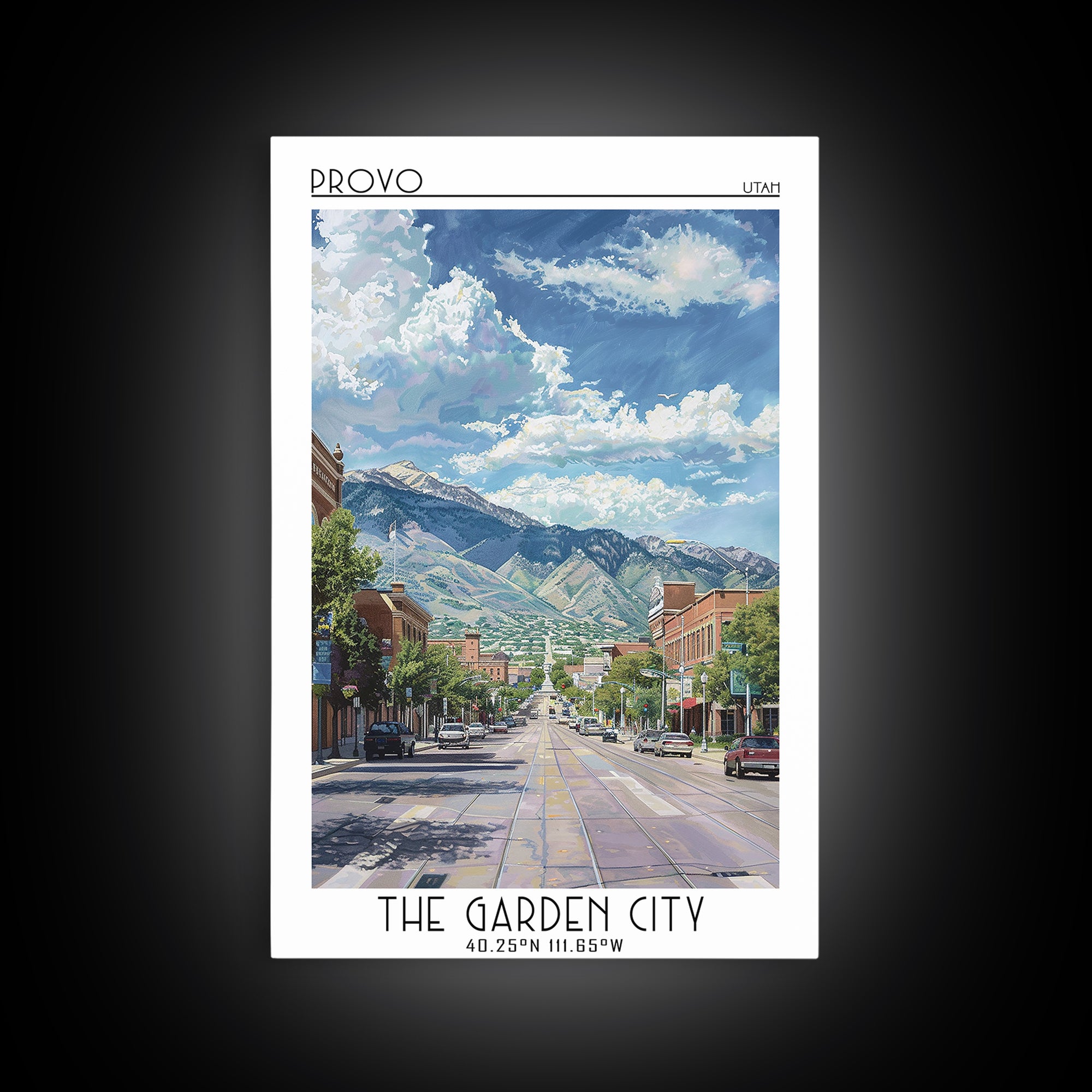 Provo Travel Poster, Framed Canvas Print, City Travel Poster, Travel Wall Decor, Retro Travel Poster, City Art Print, Retro Wall Art